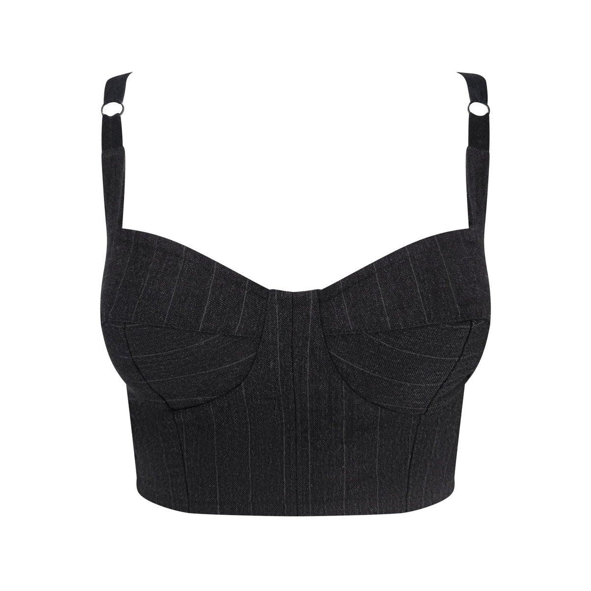 F/W 1992 Dolce & Gabbana Grey Pinstripe Wool Bustier Crop Top - RealList