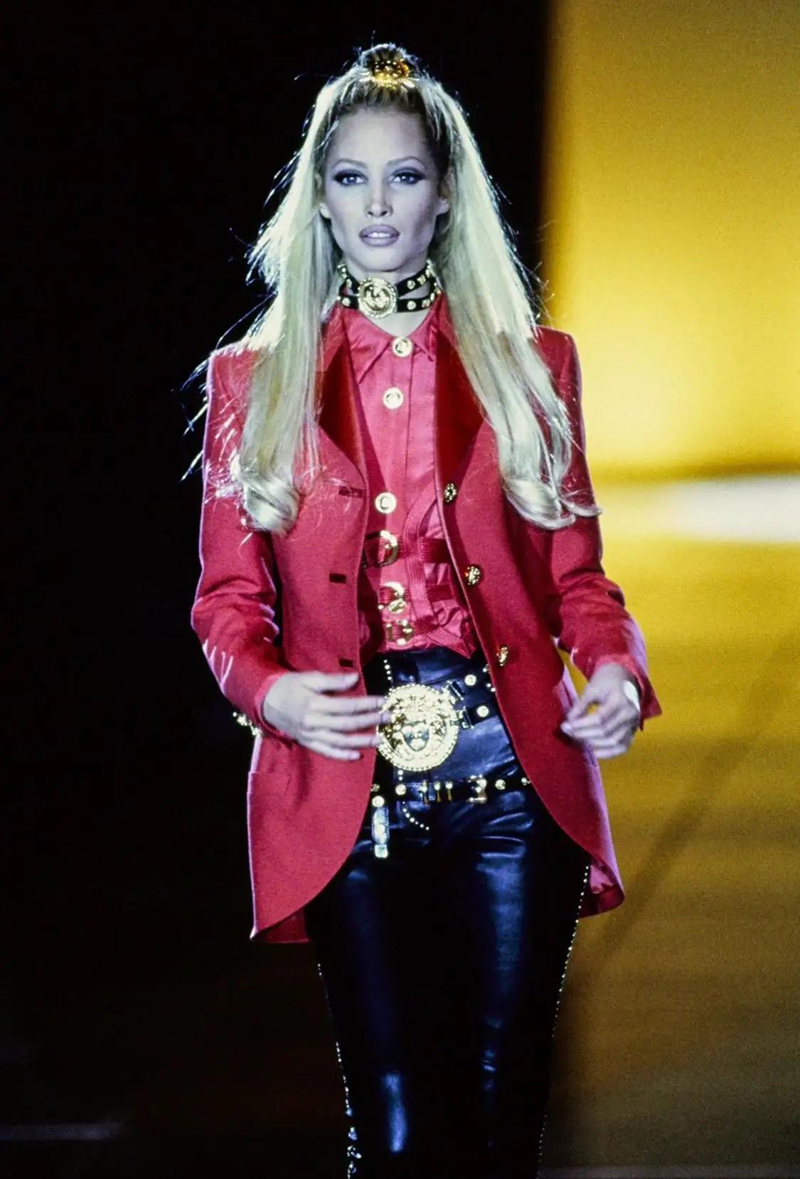 F/W 1992 Gianni Versace Couture Bondage (Miss S&M) Runway Collection Red Blazer - RealList