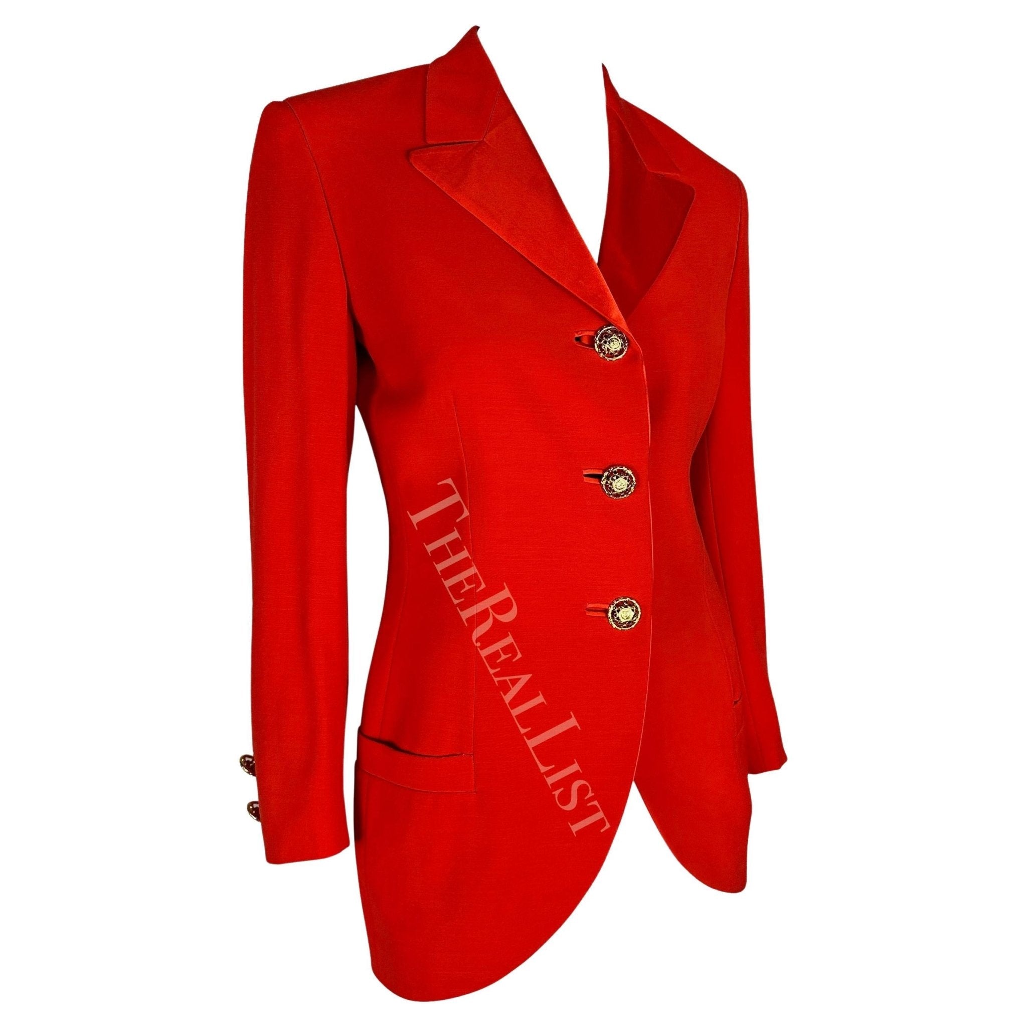 F/W 1992 Gianni Versace Couture Bondage (Miss S&M) Runway Collection Red Blazer - RealList