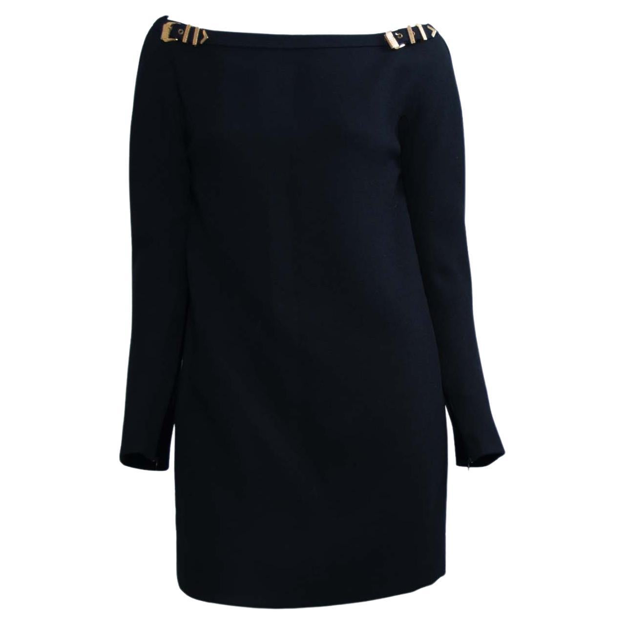 F/W 1992 Gianni Versace Couture 'Miss S&M' Bondage Black Velvet Mini Dress - RealList