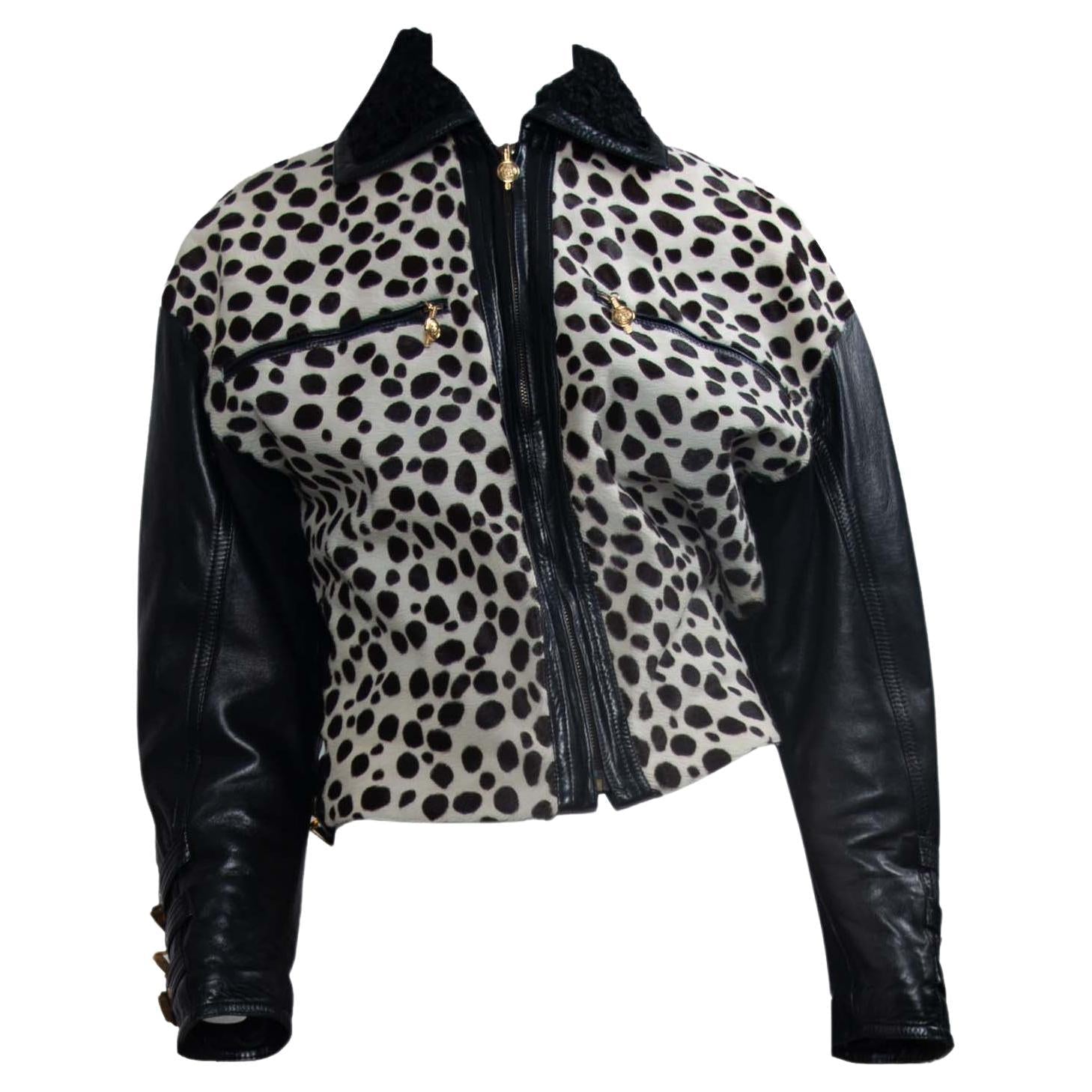 F/W 1992 Gianni Versace 'Miss S&M' Bondage Dyed Pony Hair Leather Jacket Medusa - RealList