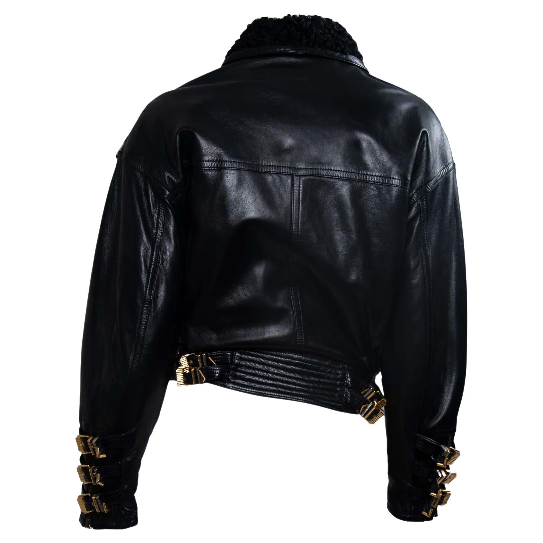 F/W 1992 Gianni Versace 'Miss S&M' Bondage Dyed Pony Hair Leather Jacket Medusa - RealList