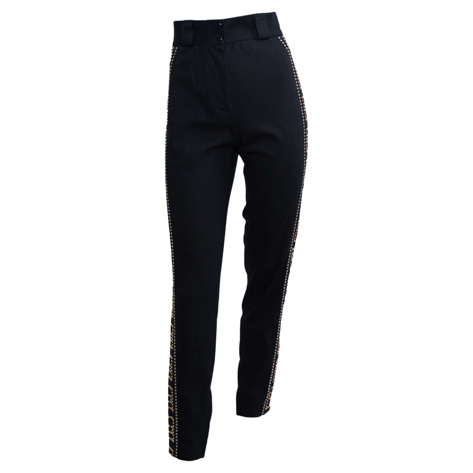 F/W 1992 Gianni Versace 'Miss S&M' Greek Key Studded High - Waisted Pants - RealList