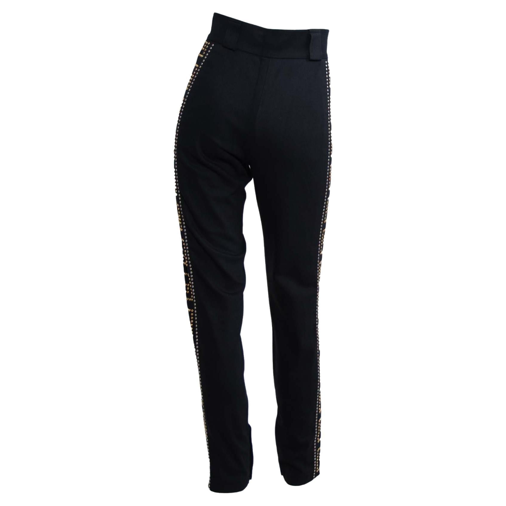 F/W 1992 Gianni Versace 'Miss S&M' Greek Key Studded High - Waisted Pants - RealList