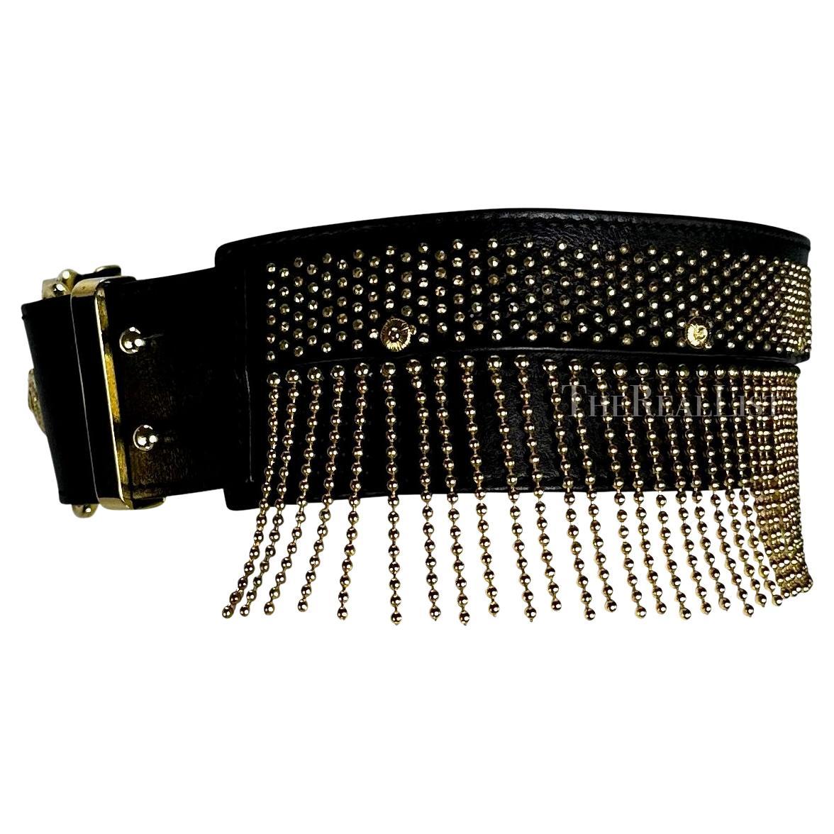 F/W 1992 Gianni Versace "Miss S&M" Medusa Bondage Gold Chain Fringe Large Belt - RealList