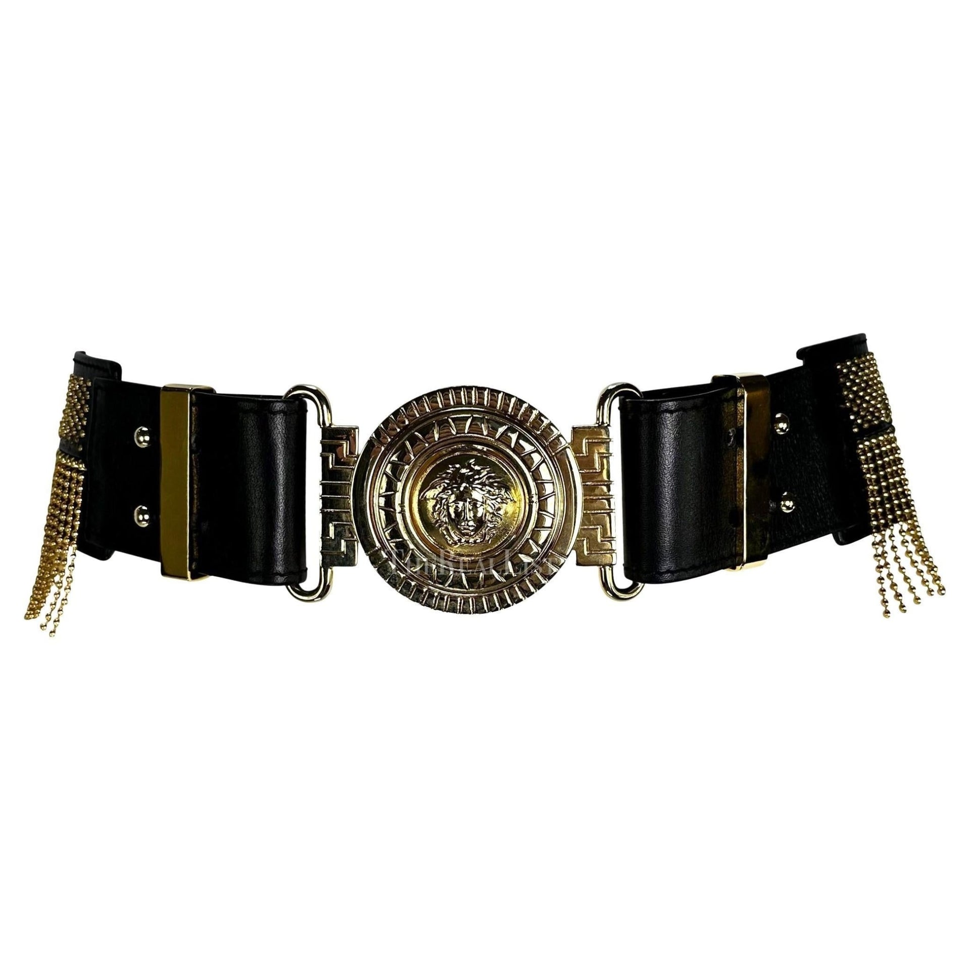 F/W 1992 Gianni Versace "Miss S&M" Medusa Bondage Gold Chain Fringe Large Belt - RealList