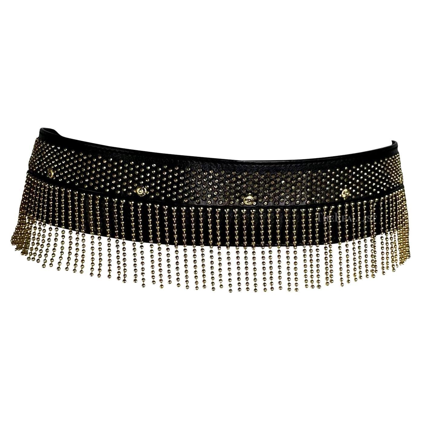 F/W 1992 Gianni Versace "Miss S&M" Medusa Bondage Gold Chain Fringe Large Belt - RealList