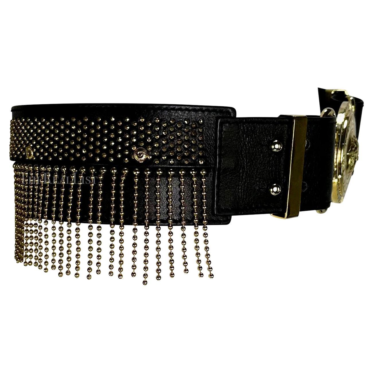 F/W 1992 Gianni Versace "Miss S&M" Medusa Bondage Gold Chain Fringe Large Belt - RealList