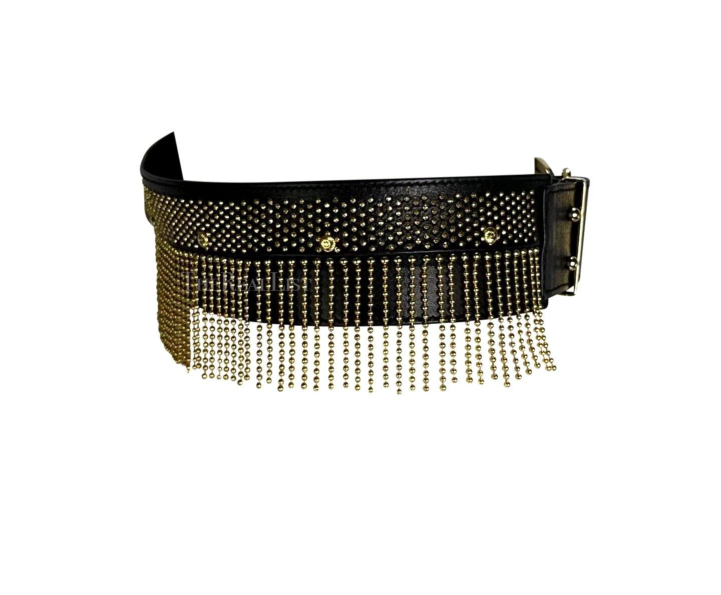 F/W 1992 Gianni Versace "Miss S&M" Medusa Bondage Gold Chain Fringe Large Belt - RealList