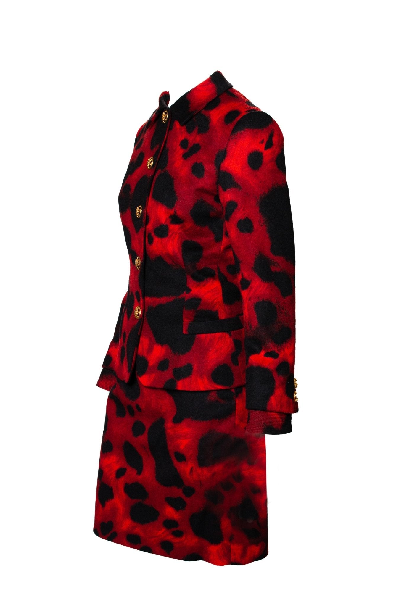 F/W 1992 Gianni Versace Red Leopard Print Skirt Suit - RealList