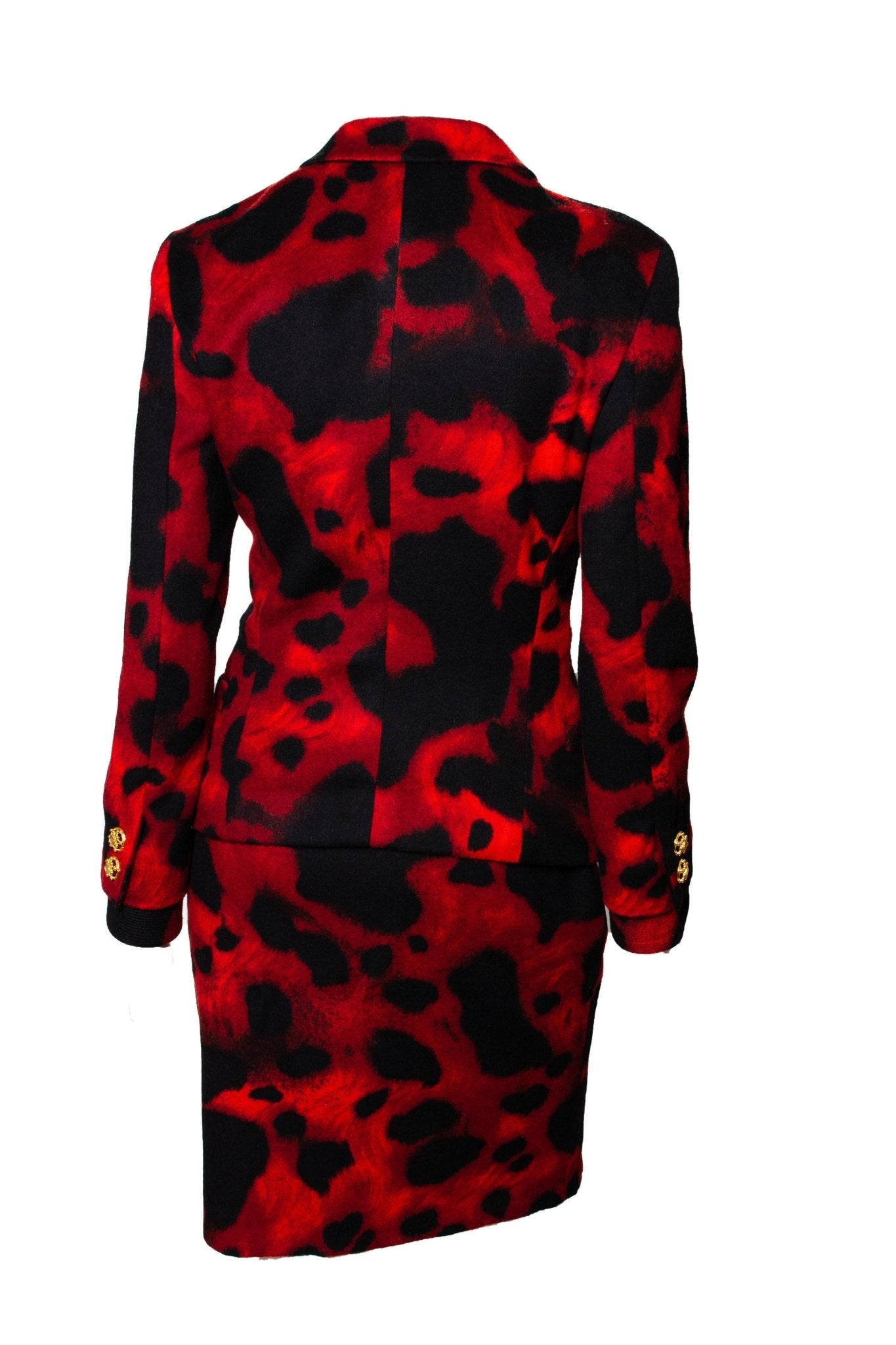 F/W 1992 Gianni Versace Red Leopard Print Skirt Suit - RealList