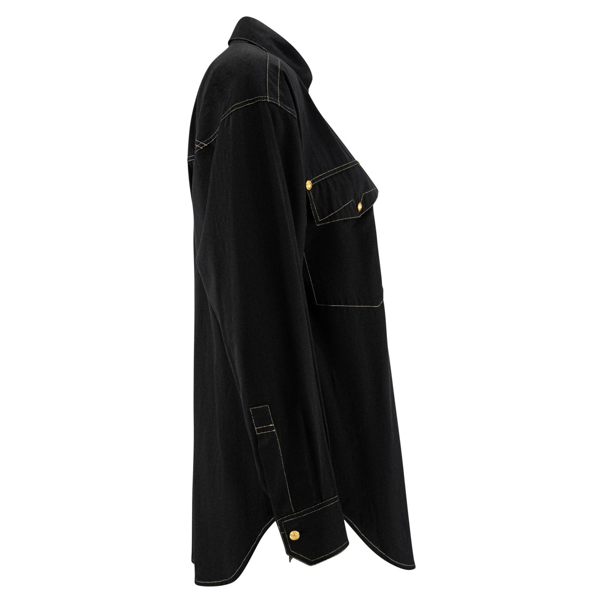 F/W 1992 Gianni Versace Runway Black Cotton Button Up Shirt - RealList