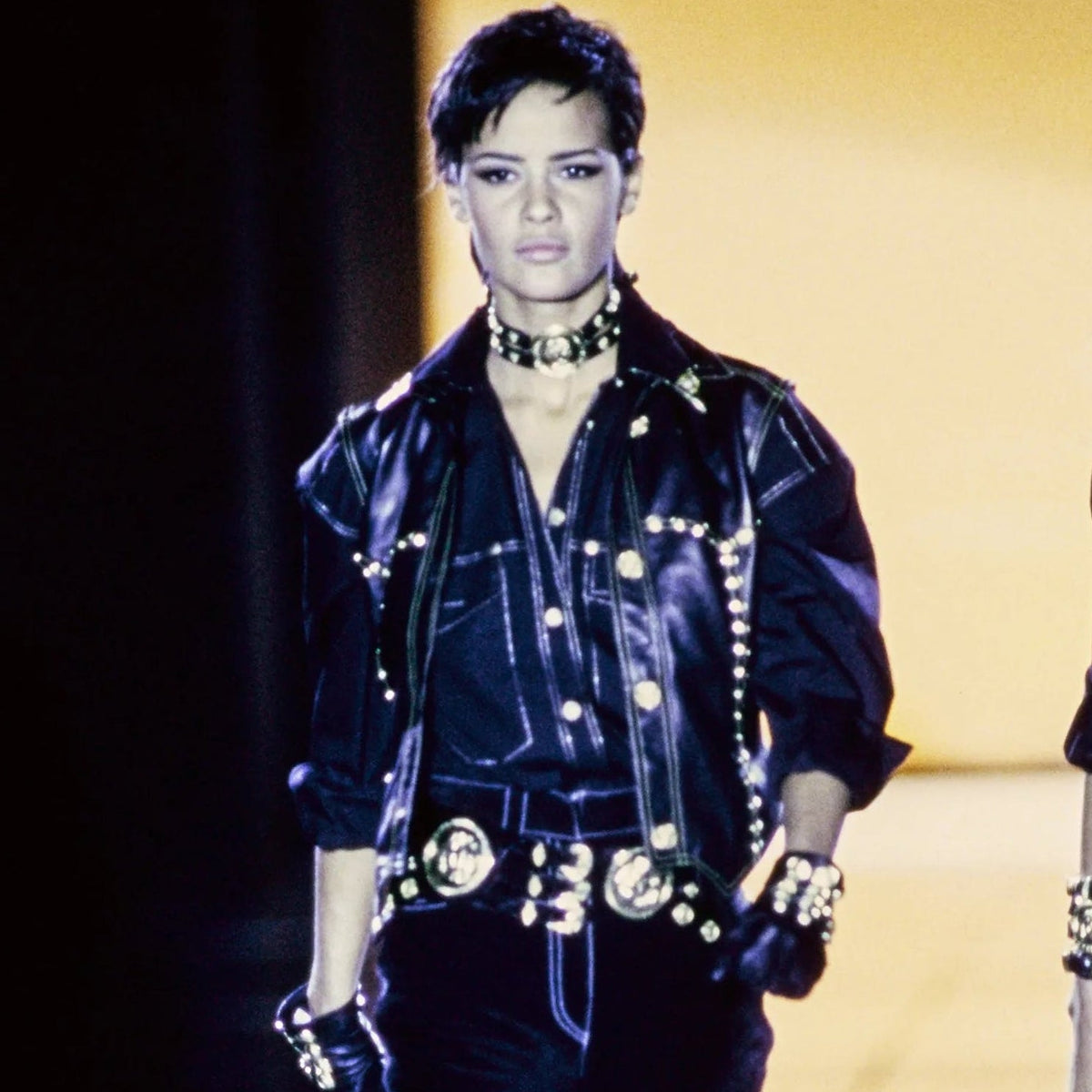 F/W 1992 Gianni Versace Runway Black Cotton Button Up Shirt - RealList