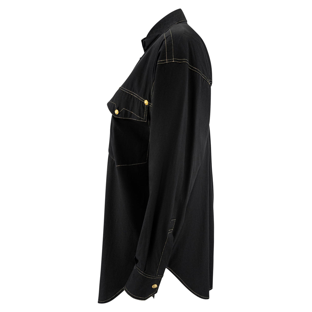 F/W 1992 Gianni Versace Runway Black Cotton Button Up Shirt - RealList