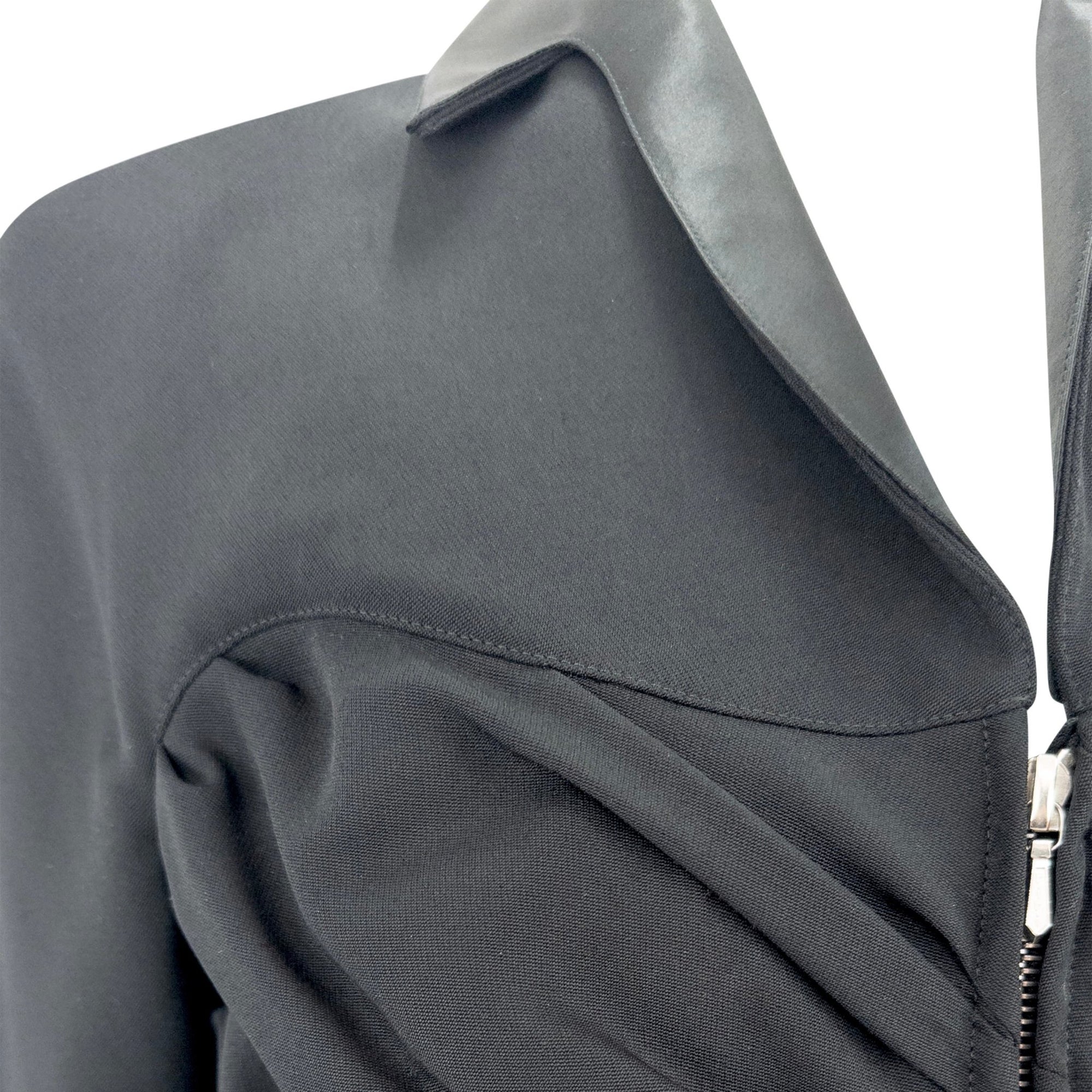 F/W 1992 Thierry Mugler Runway Faux Wrap Cinched Black Skirt Suit - RealList