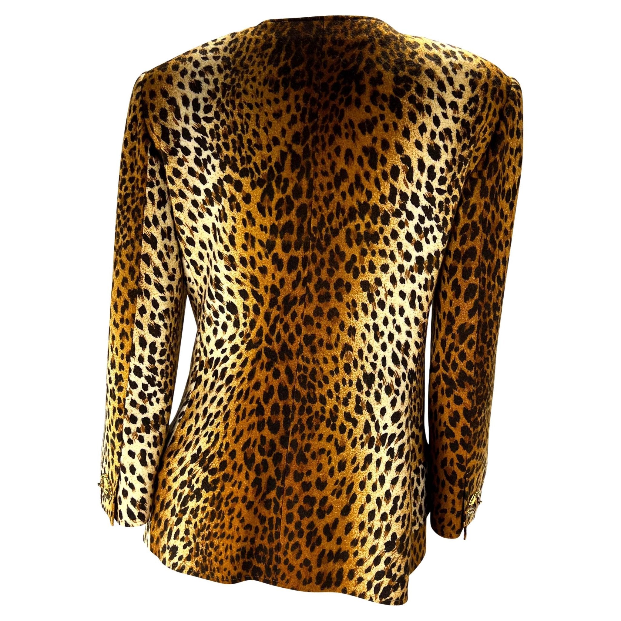 F/W 1992 Valentino Garavani Runway Felt Leopard Print Brooch Appliqué Jacket - RealList