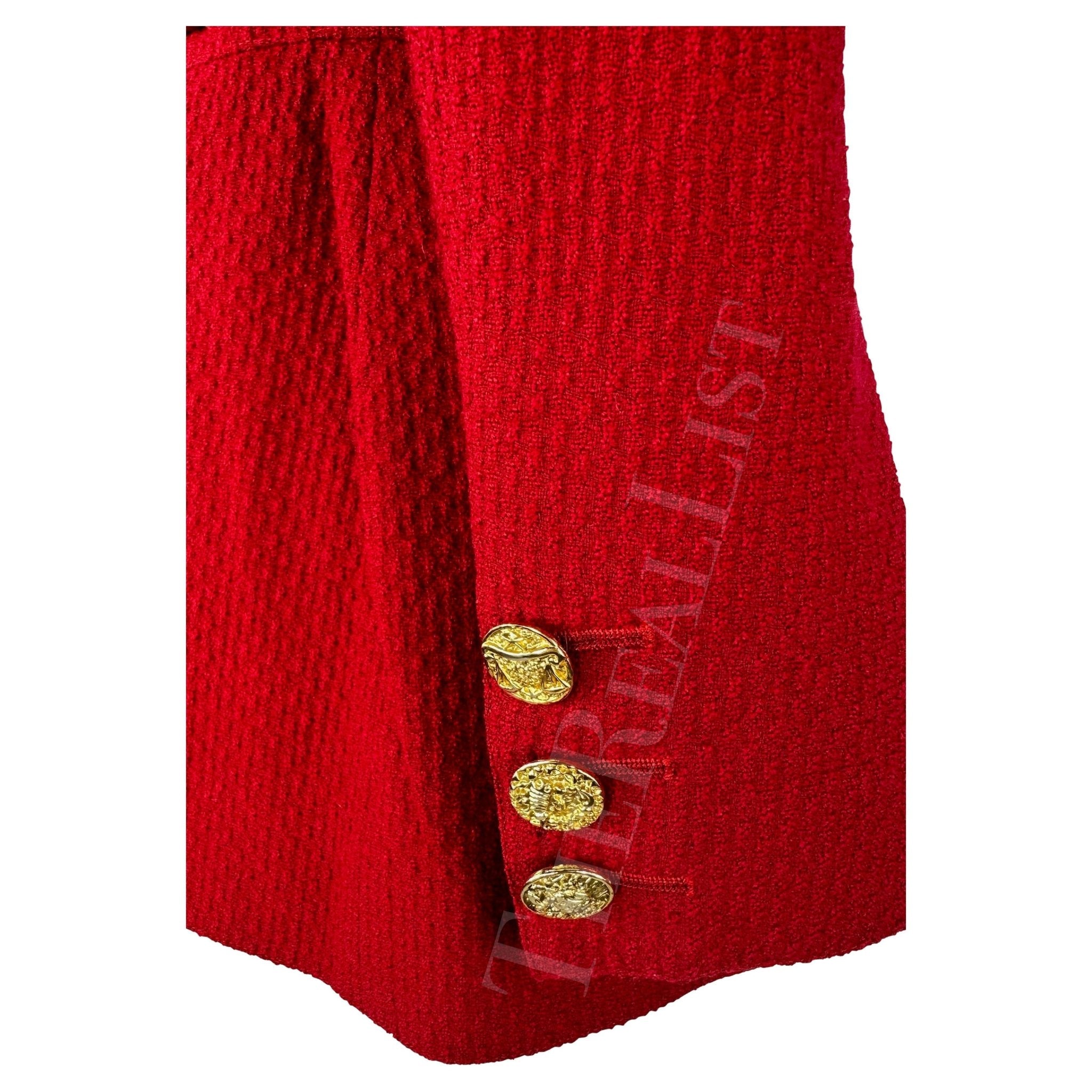 F/W 1992 Valentino Garavani Runway Zodiac Red Lace Up Horoscope Blazer - RealList