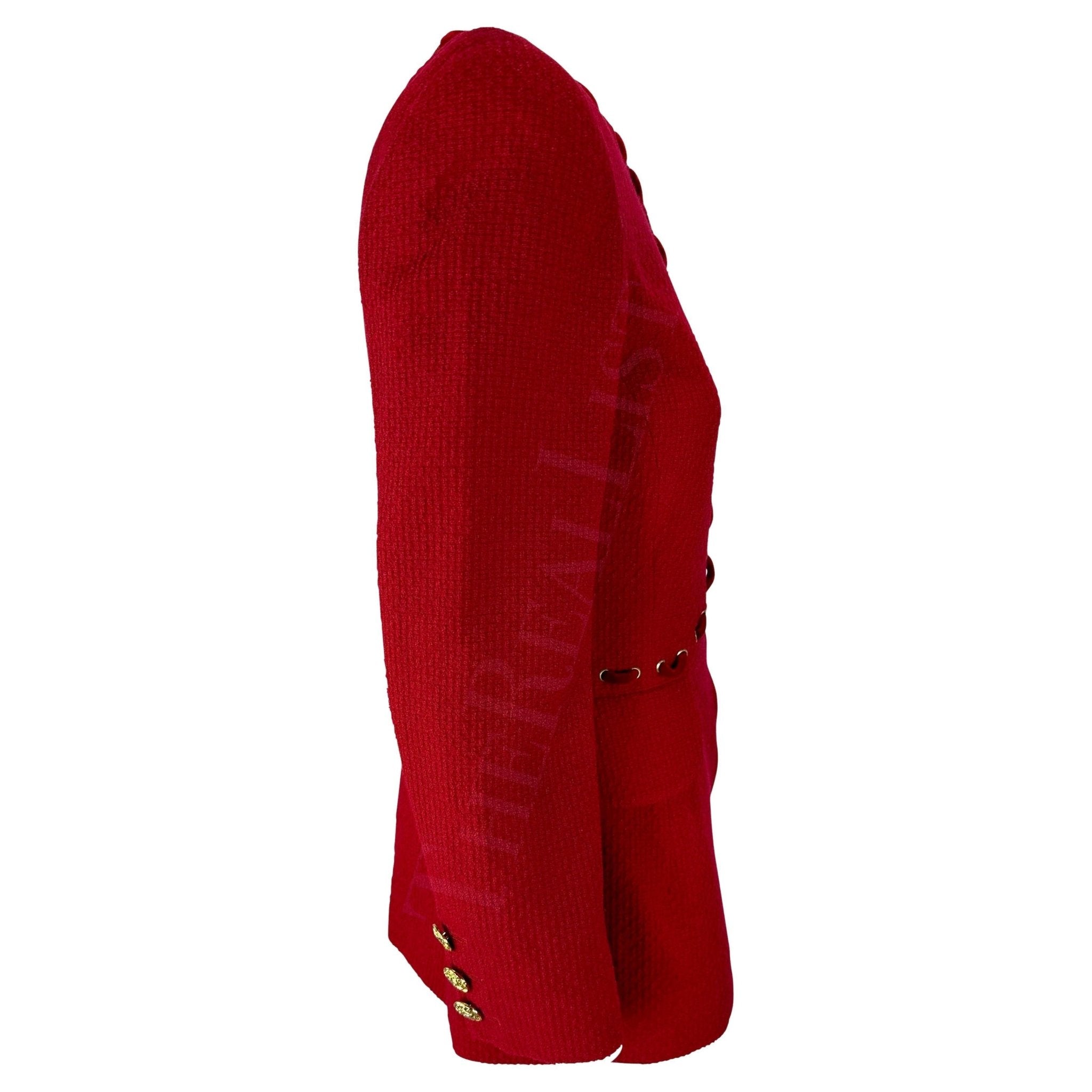 F/W 1992 Valentino Garavani Runway Zodiac Red Lace Up Horoscope Blazer - RealList