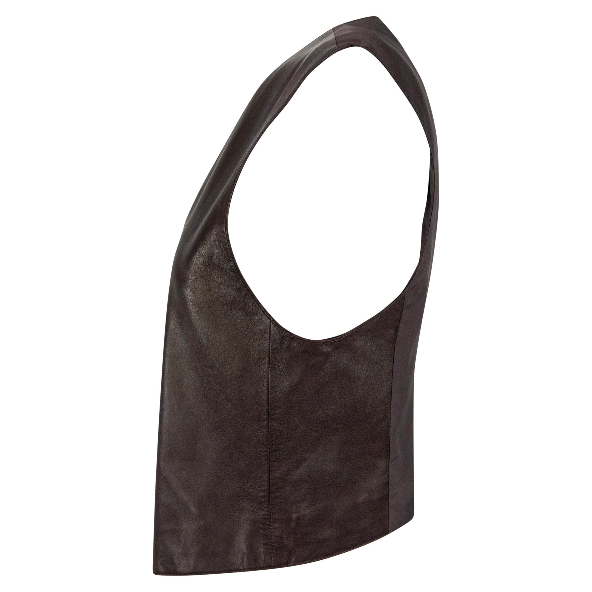 F/W 1993 Christian Dior by Gianfranco Ferré Brown Leather Vest Top - RealList