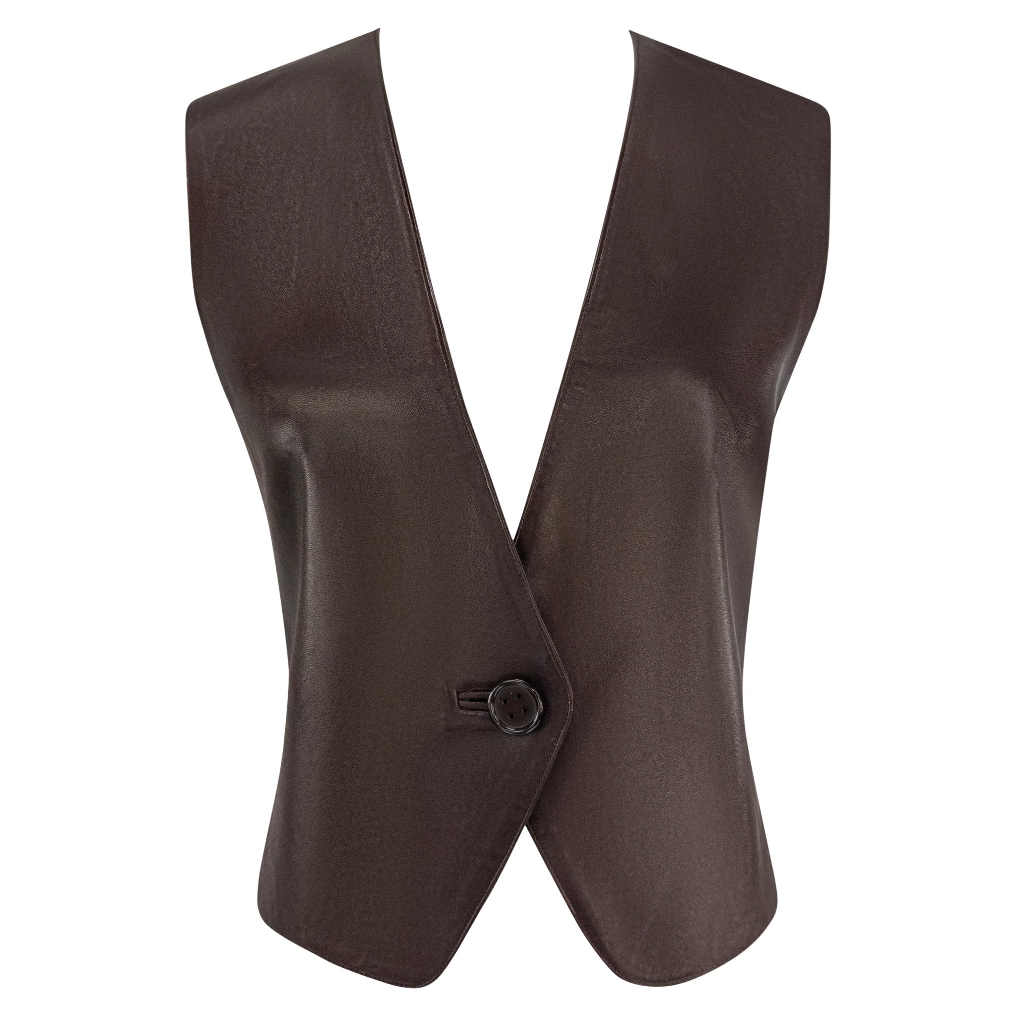 F/W 1993 Christian Dior by Gianfranco Ferré Brown Leather Vest Top - RealList