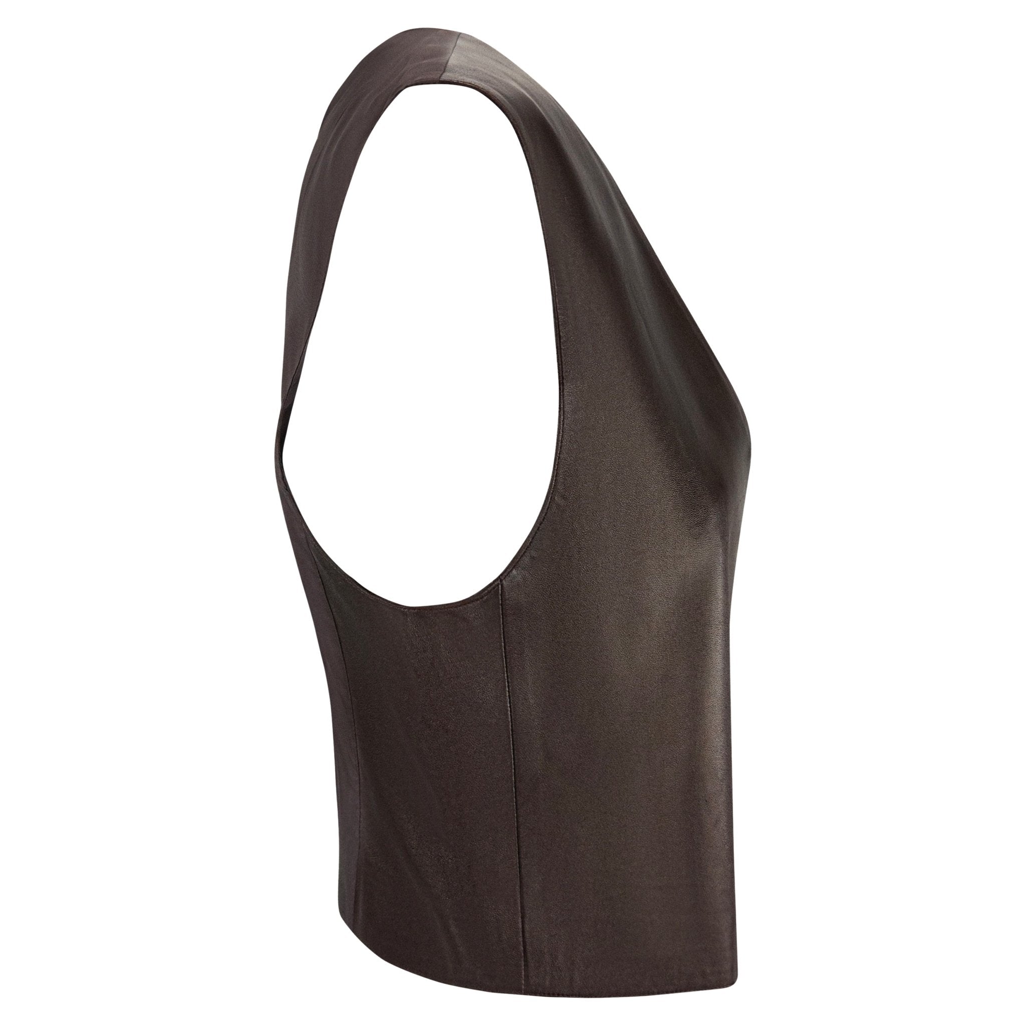 F/W 1993 Christian Dior by Gianfranco Ferré Brown Leather Vest Top - RealList