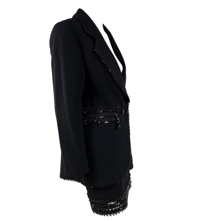 F/W 1993 Christian Dior by Gianfranco Ferré Runway Black Bead Sequin Skirt Suit - RealList