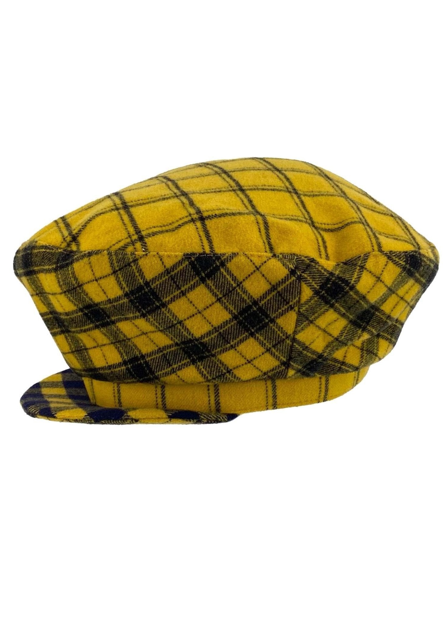 F/W 1993 Gianni Versace Documented Yellow Check Flannel Paperboy Hat - RealList
