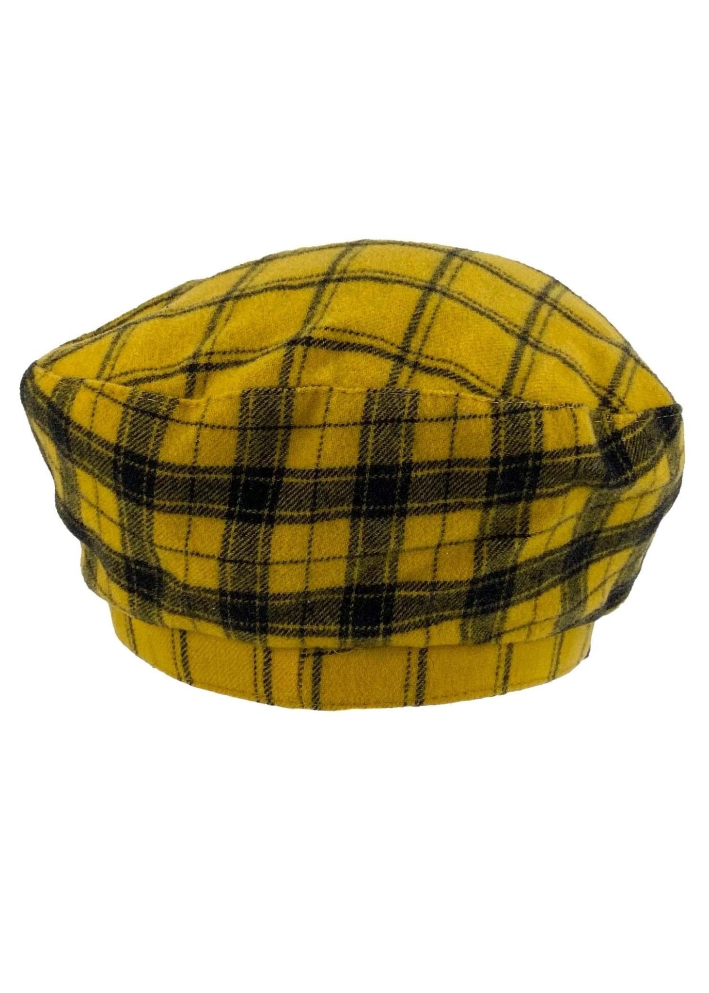F/W 1993 Gianni Versace Documented Yellow Check Flannel Paperboy Hat - RealList