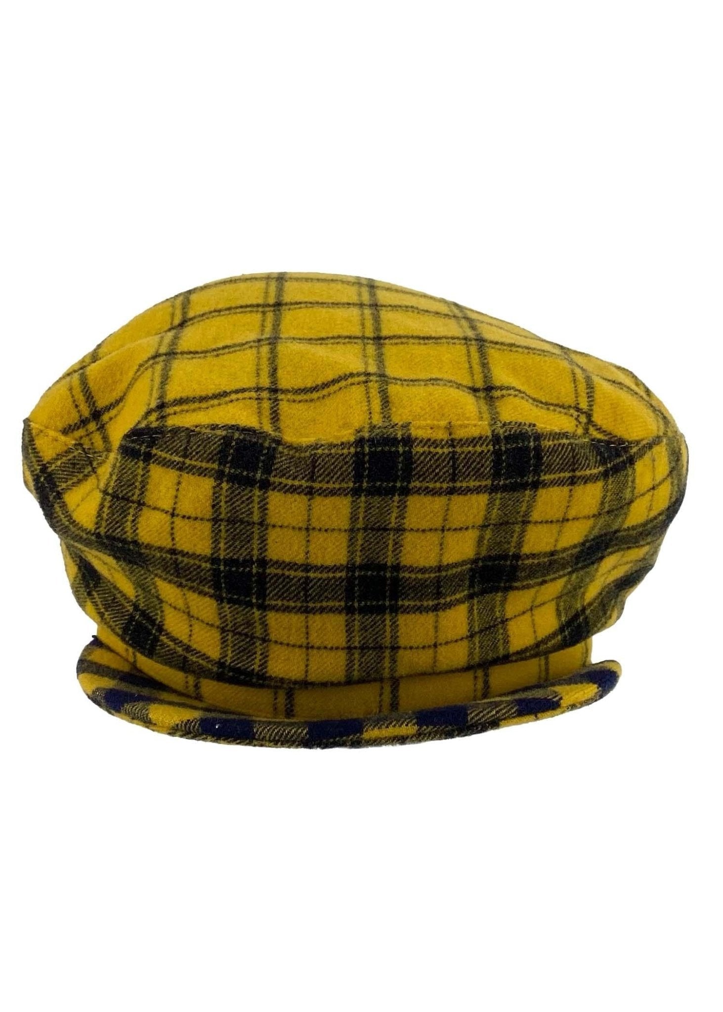 F/W 1993 Gianni Versace Documented Yellow Check Flannel Paperboy Hat - RealList