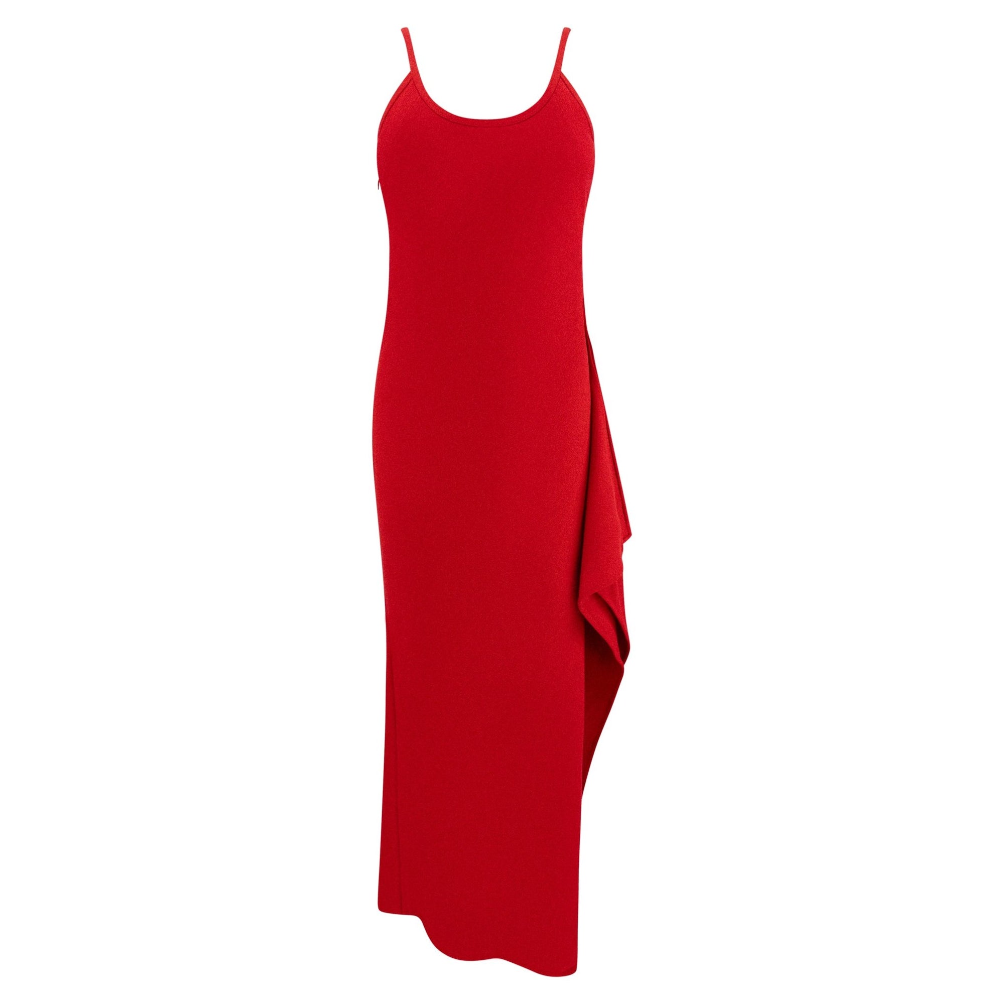 F/W 1993 Gianni Versace Runway Red High - Slit Asymmetric Gown - RealList