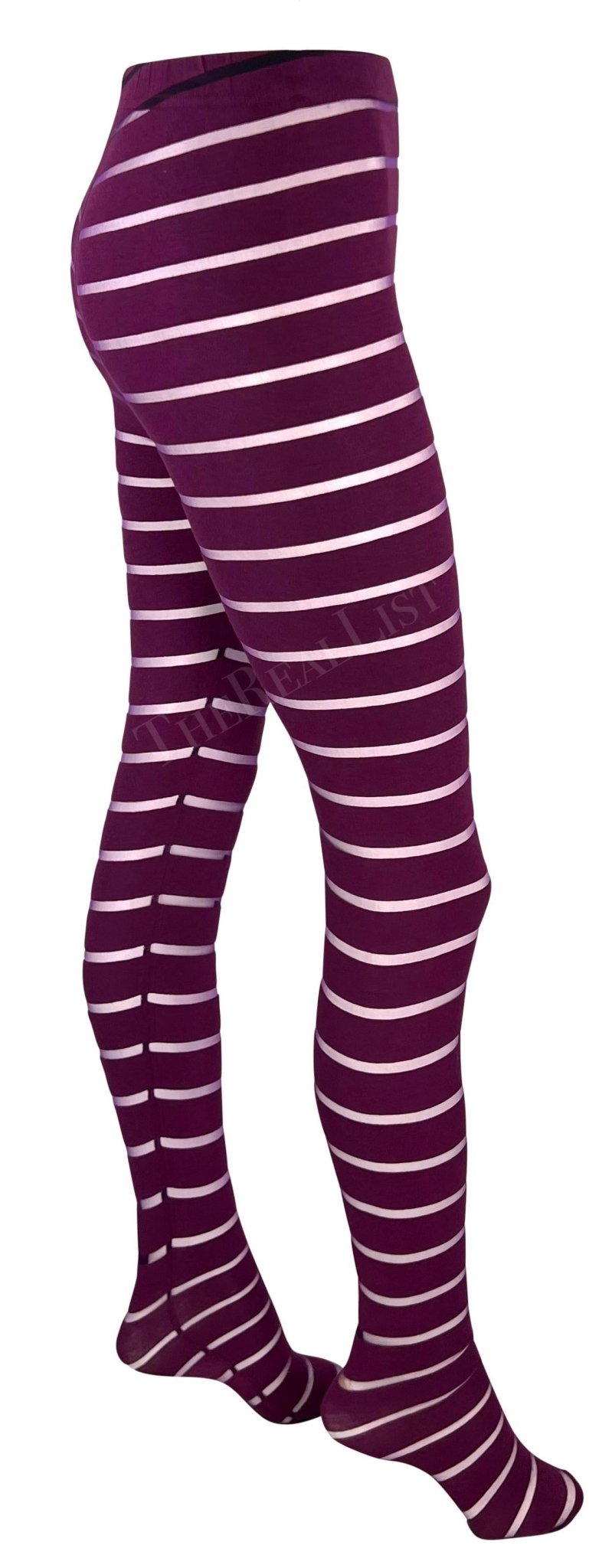 F/W 1993 Gianni Versace Runway Sheer Purple Stripe Leggings - RealList