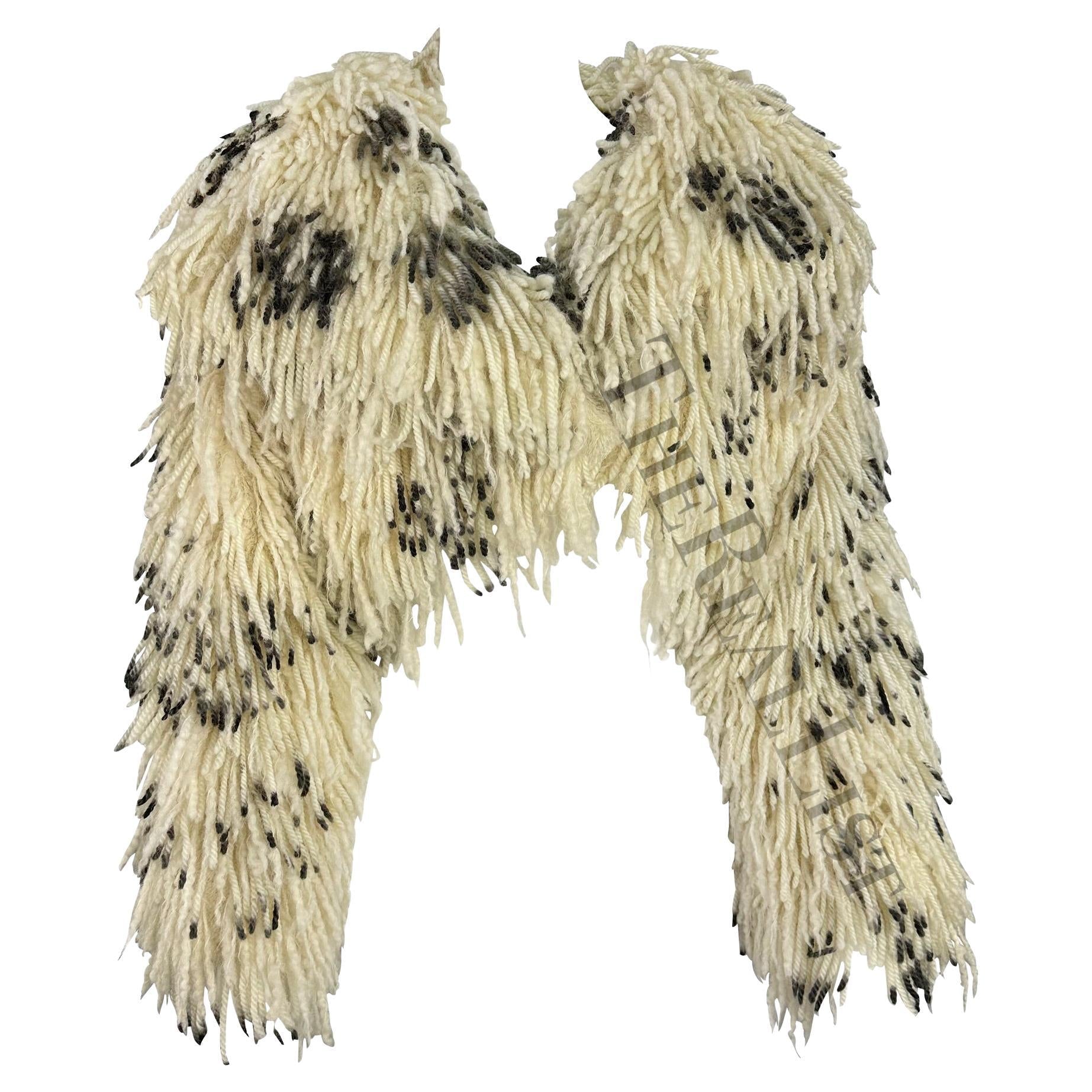 F/W 1994 Atelier Versace Haute Couture White Black Cropped Fringe Bolero Coat - RealList