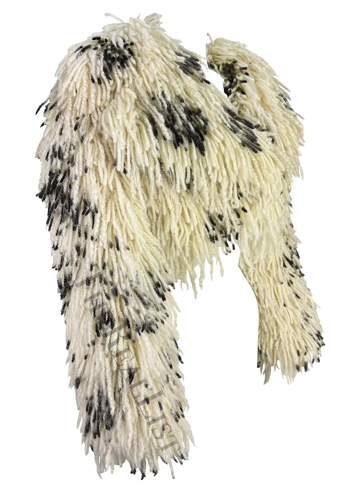 F/W 1994 Atelier Versace Haute Couture White Black Cropped Fringe Bolero Coat - RealList