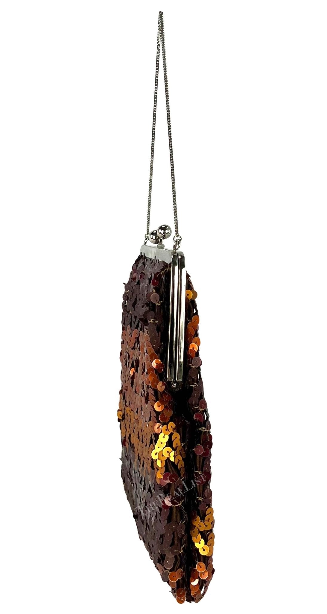F/W 1994 Dolce & Gabbana Brown Copper Sequin Chain Evening Bag - RealList