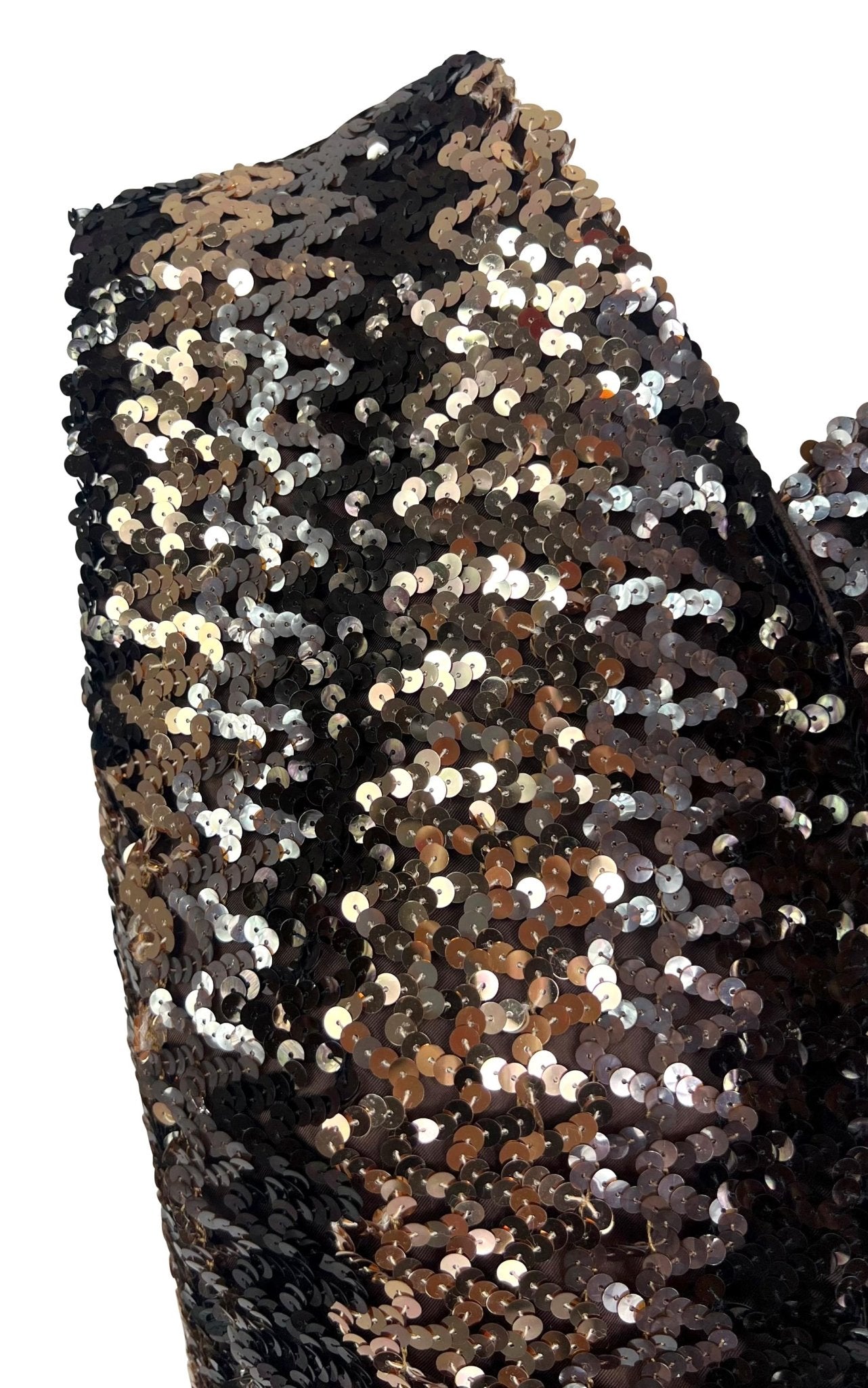 F/W 1994 Dolce & Gabbana Brown Sequin Crushed Velvet Vest Sleeveless Top - RealList