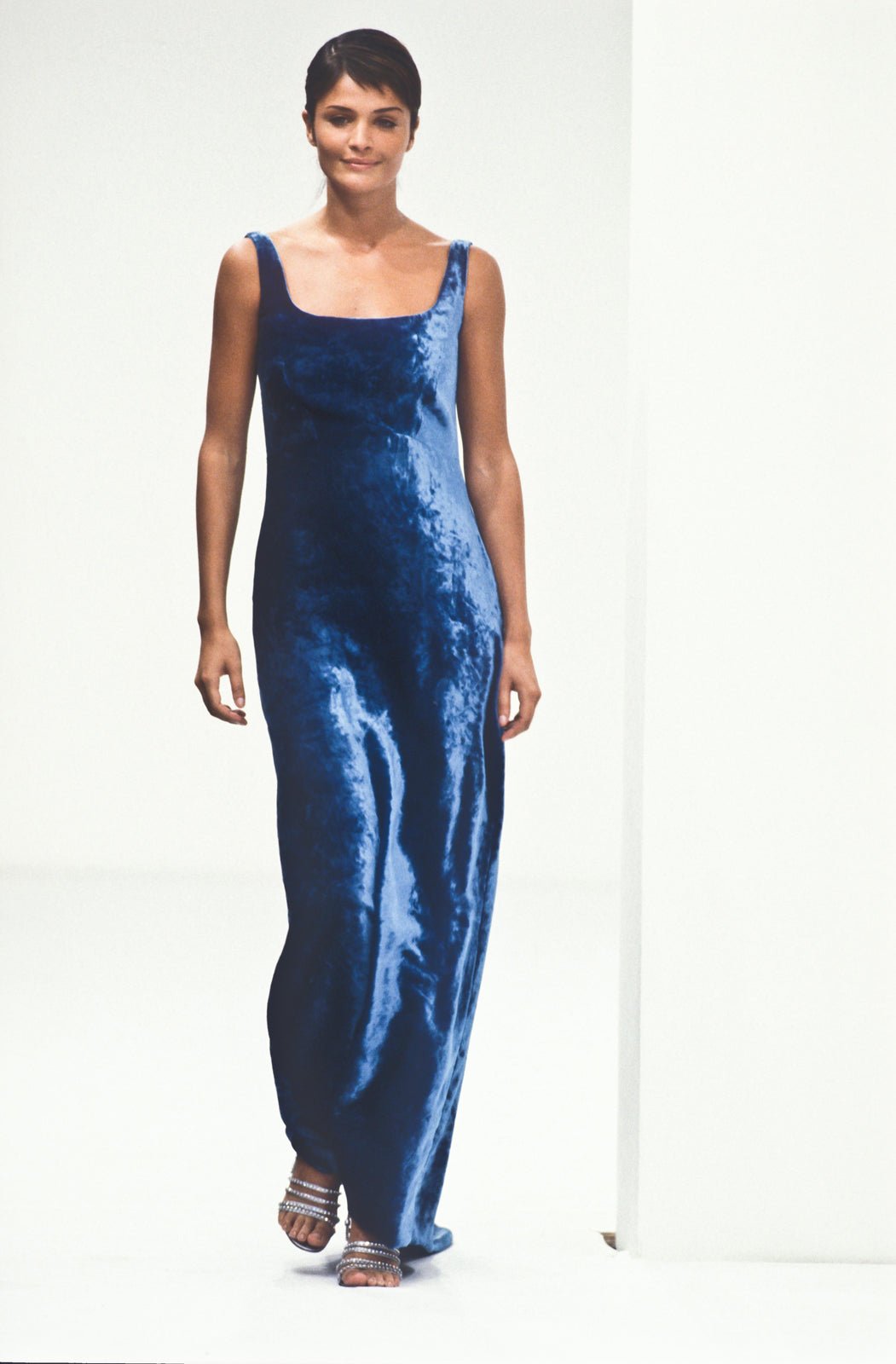 F/W 1994 Dolce & Gabbana Runway Brown Velvet Flared Evening Gown - RealList