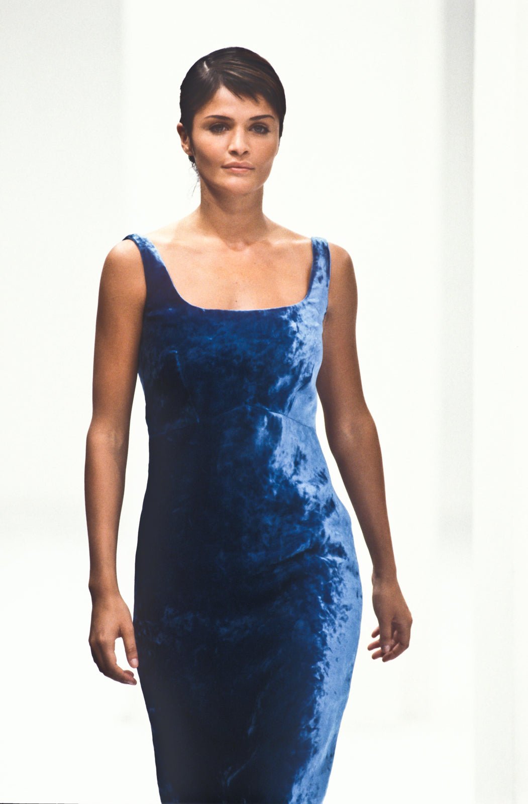 F/W 1994 Dolce & Gabbana Runway Brown Velvet Flared Evening Gown - RealList