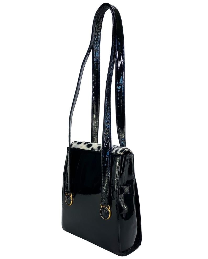 F/W 1994 Gianni Versace Couture Ad Campaign Faux Fur Leopard Print Shoulder Bag - RealList