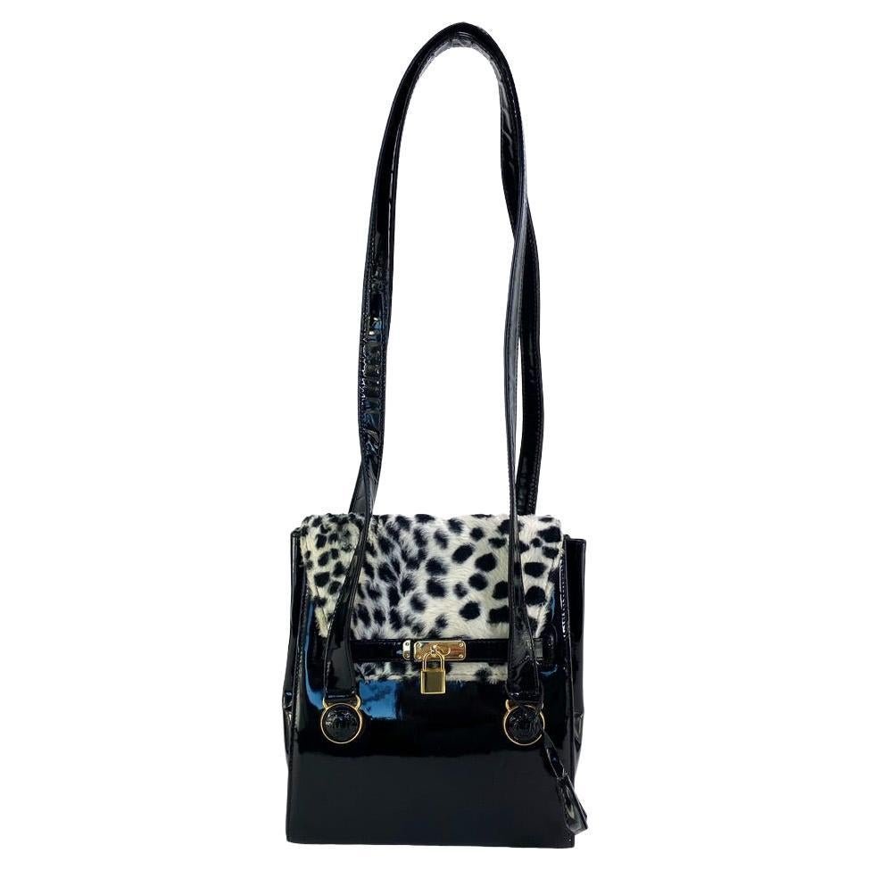 F/W 1994 Gianni Versace Couture Ad Campaign Faux Fur Leopard Print Shoulder Bag - RealList
