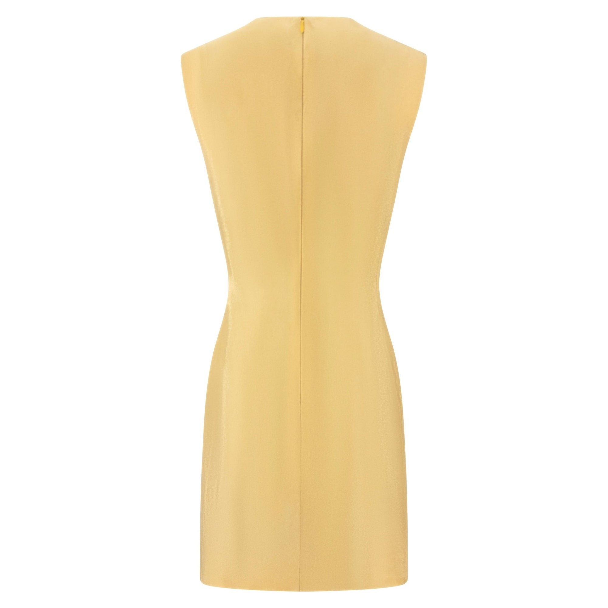 F/W 1994 Gianni Versace Couture Gold Metallic Sleeveless Mini Dress - RealList