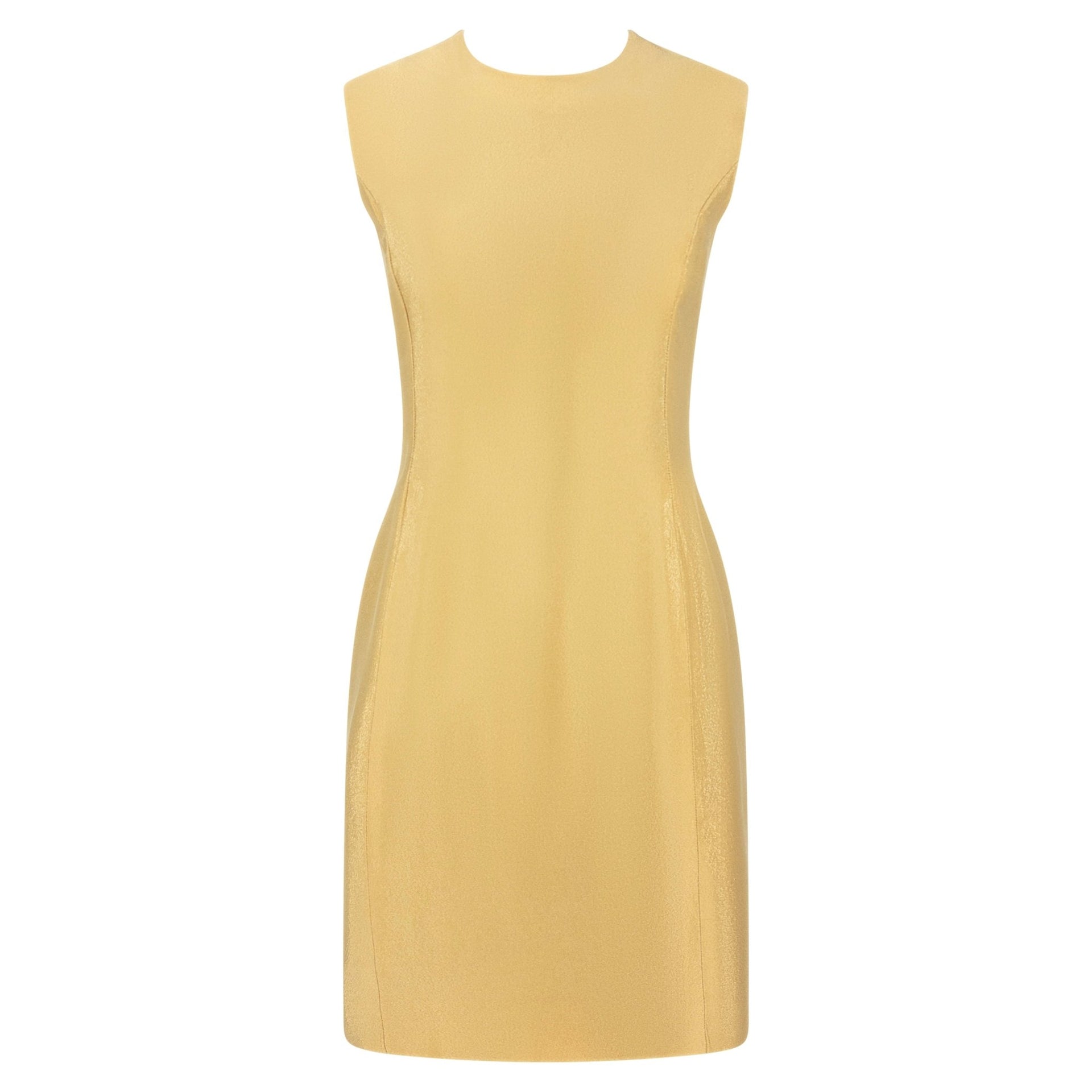 F/W 1994 Gianni Versace Couture Gold Metallic Sleeveless Mini Dress - RealList