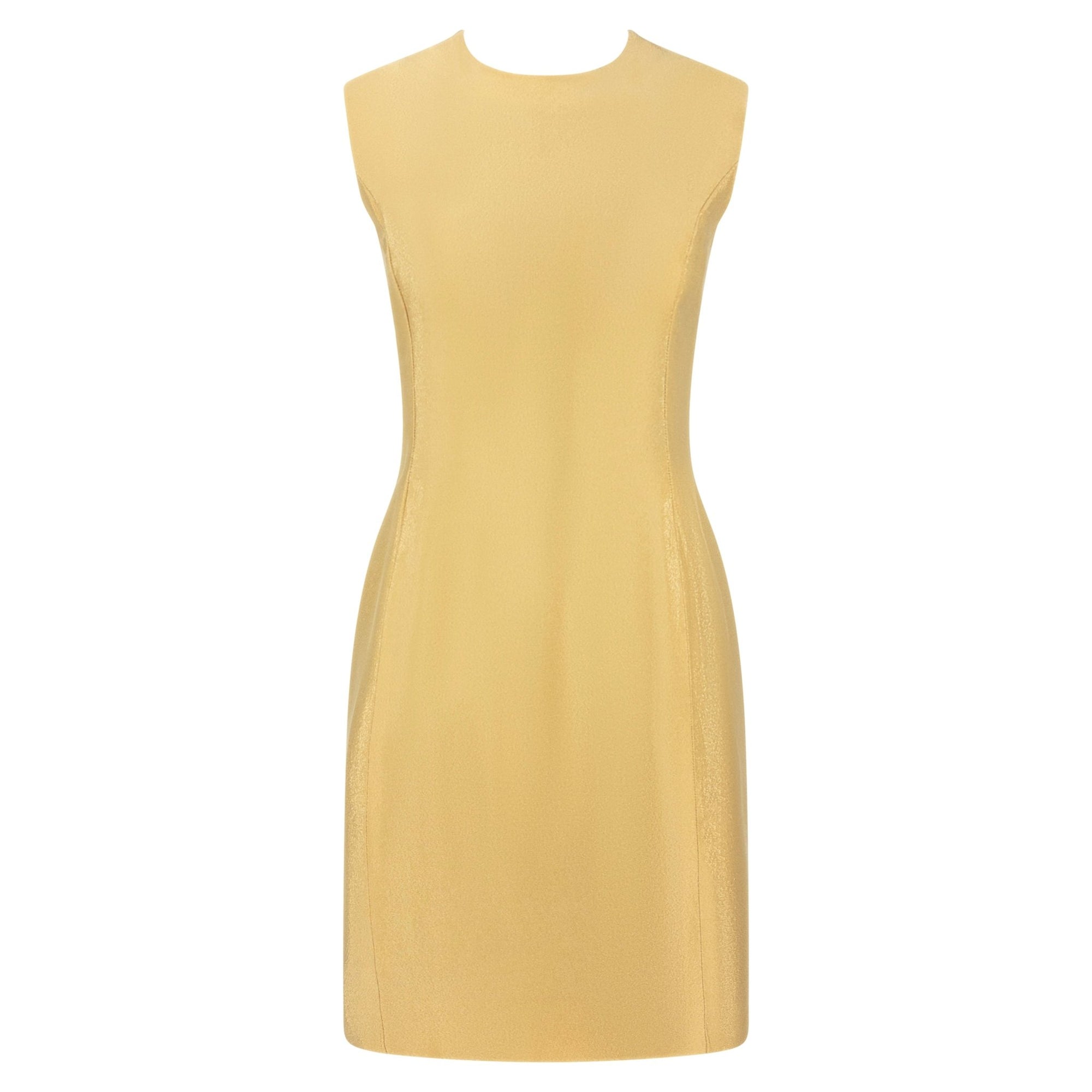 F/W 1994 Gianni Versace Couture Gold Metallic Sleeveless Mini Dress - RealList