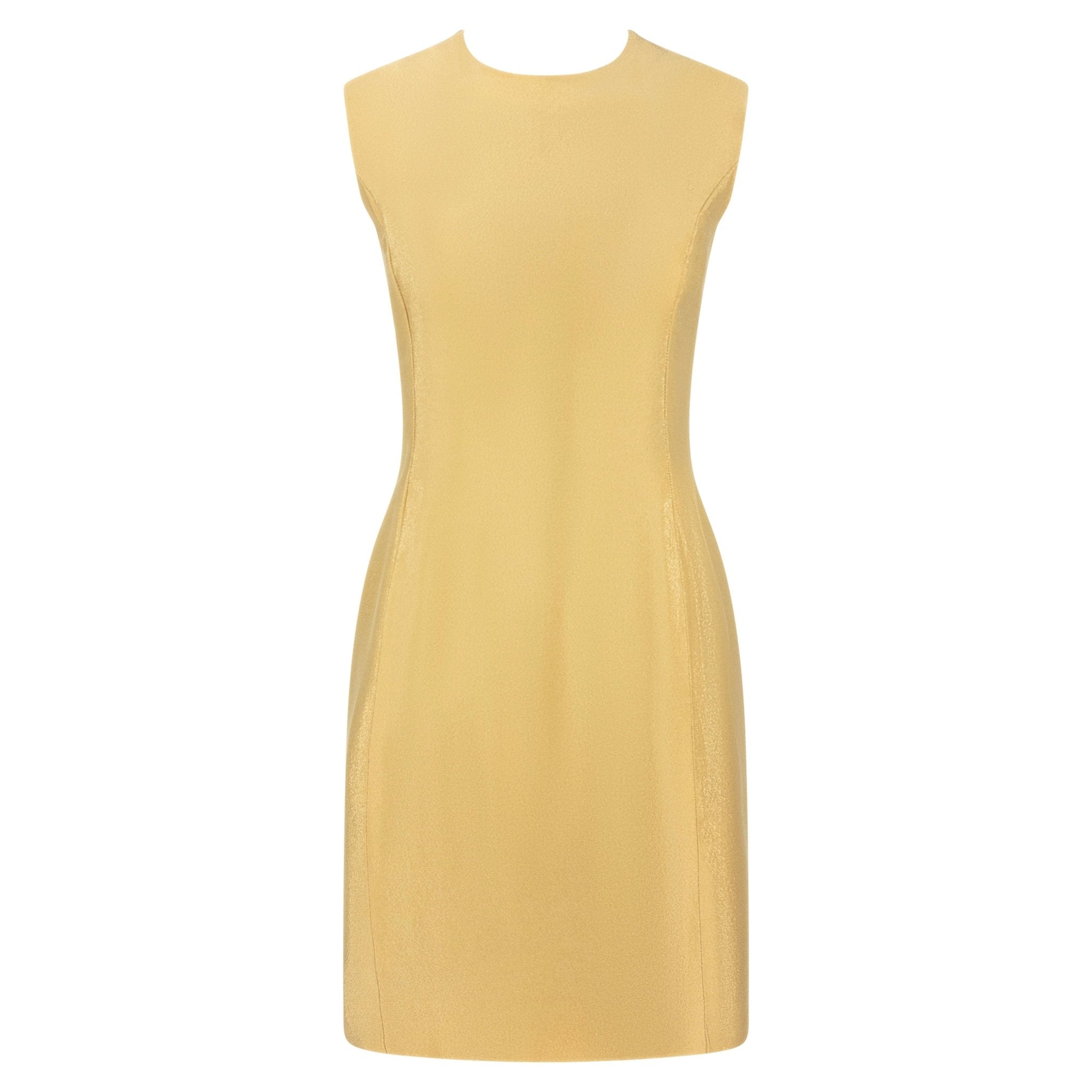 F/W 1994 Gianni Versace Couture Gold Metallic Sleeveless Mini Dress - RealList