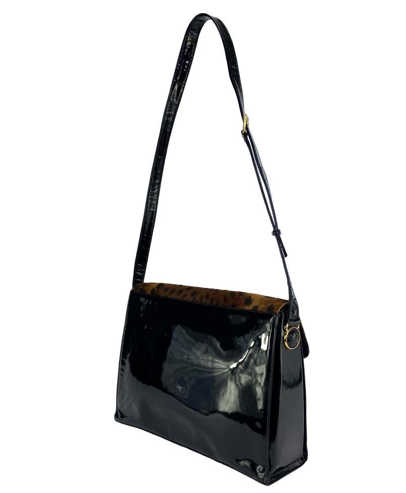 F/W 1994 Gianni Versace Couture Runway Faux Fur Leopard Print Messenger Bag - RealList