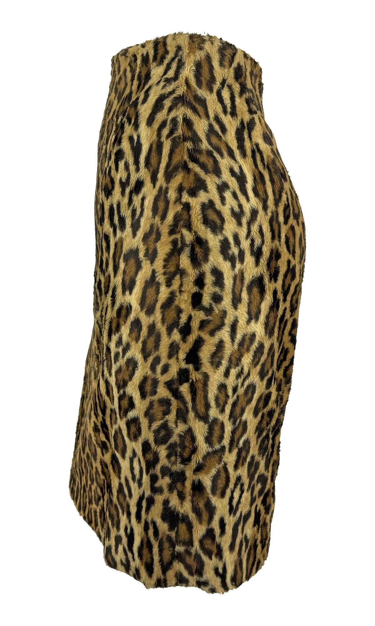 F/W 1994 Gianni Versace Leopard Print Faux Fur Pencil Skirt - RealList