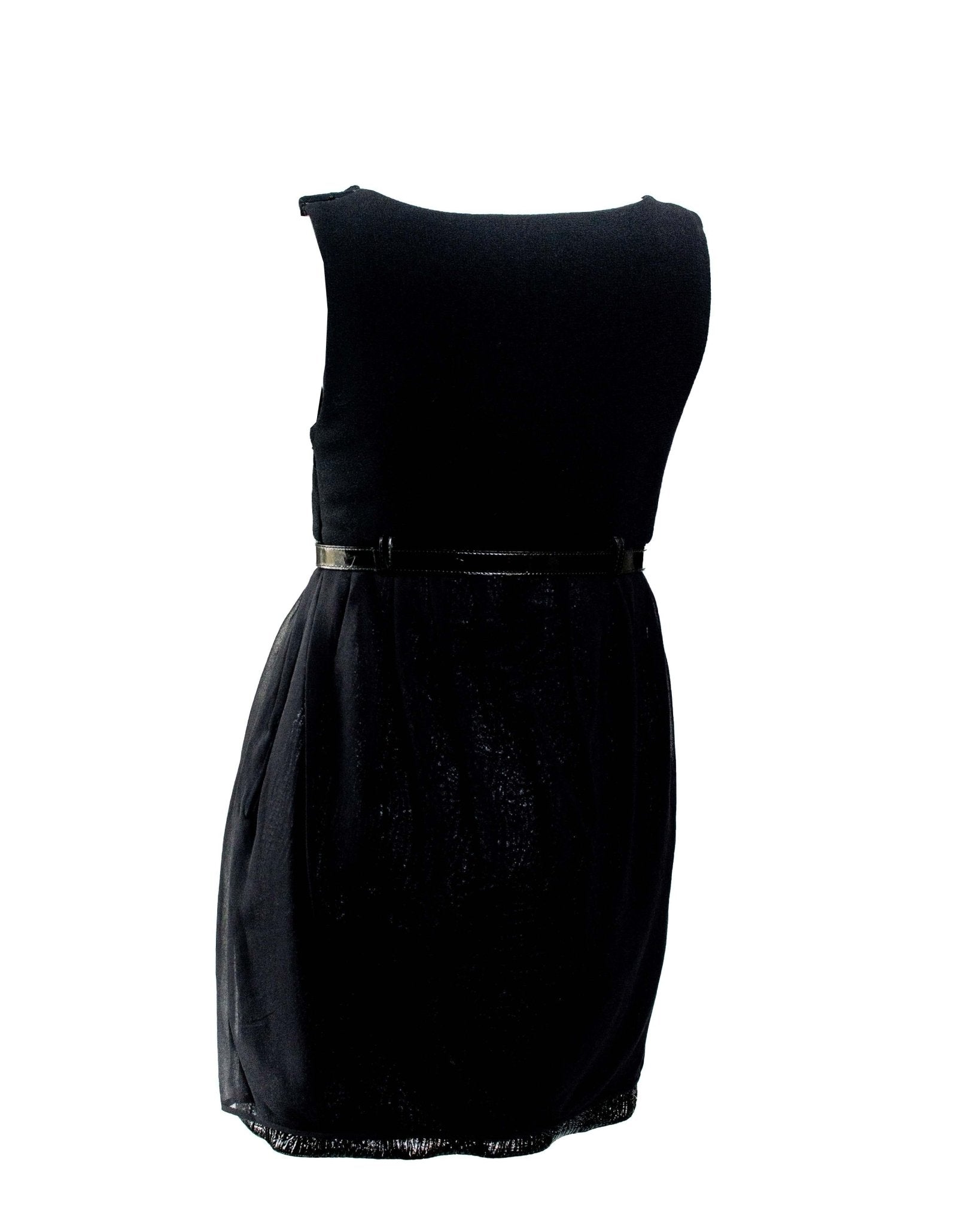 F/W 1994 Gianni Versace Patent Leather and Chiffon Mini Dress with Medusa Belt - RealList