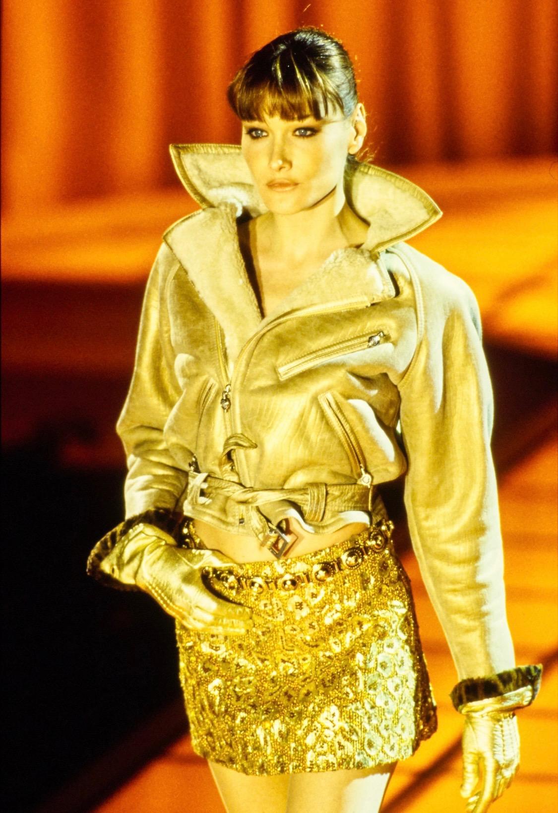 F/W 1994 Gianni Versace Python Print Brown Suede Medusa Zip Biker Jacket - RealList