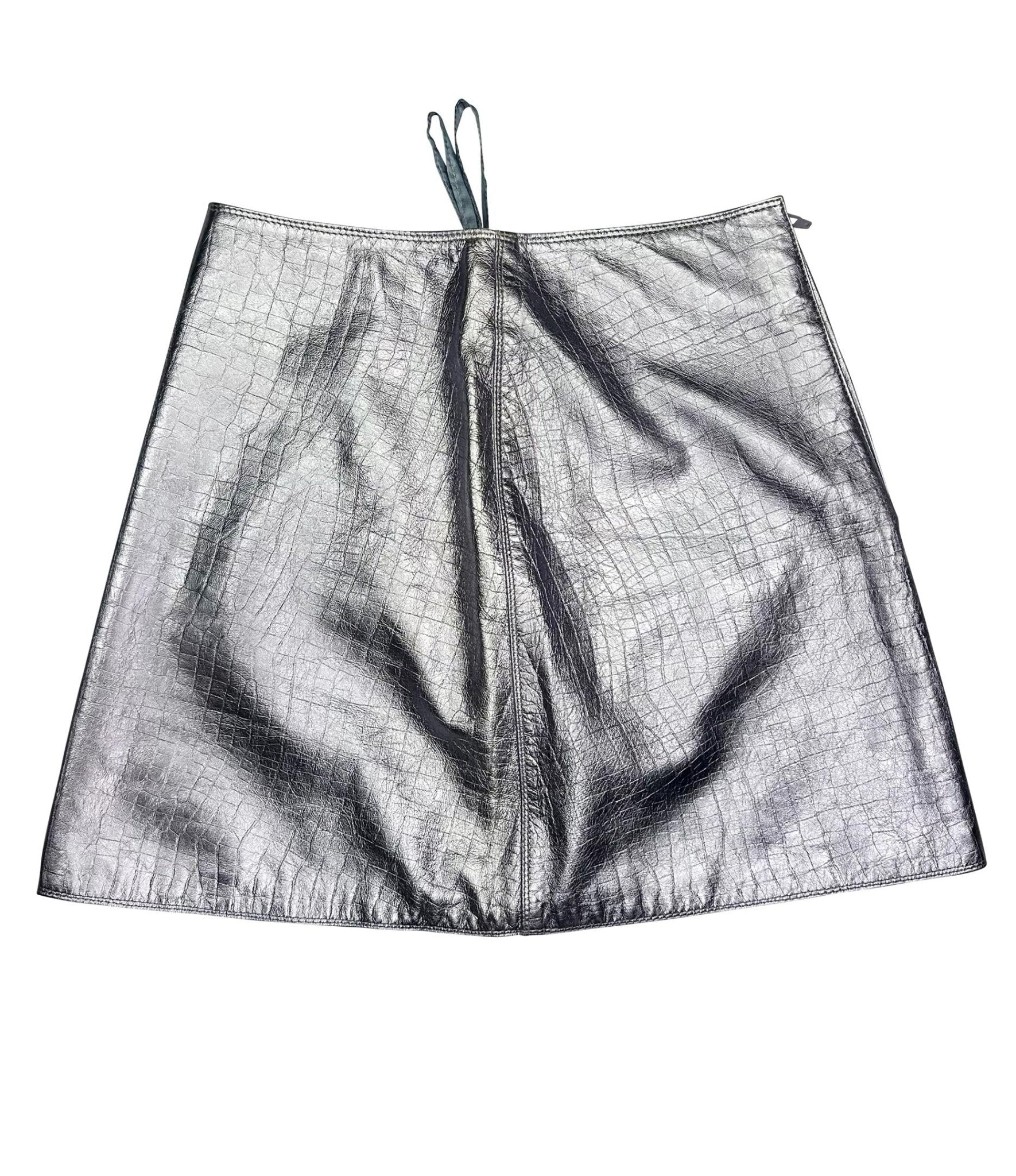 F/W 1994 Gianni Versace Runway Ad Metallic Lavender Embossed Mini Skirt - RealList