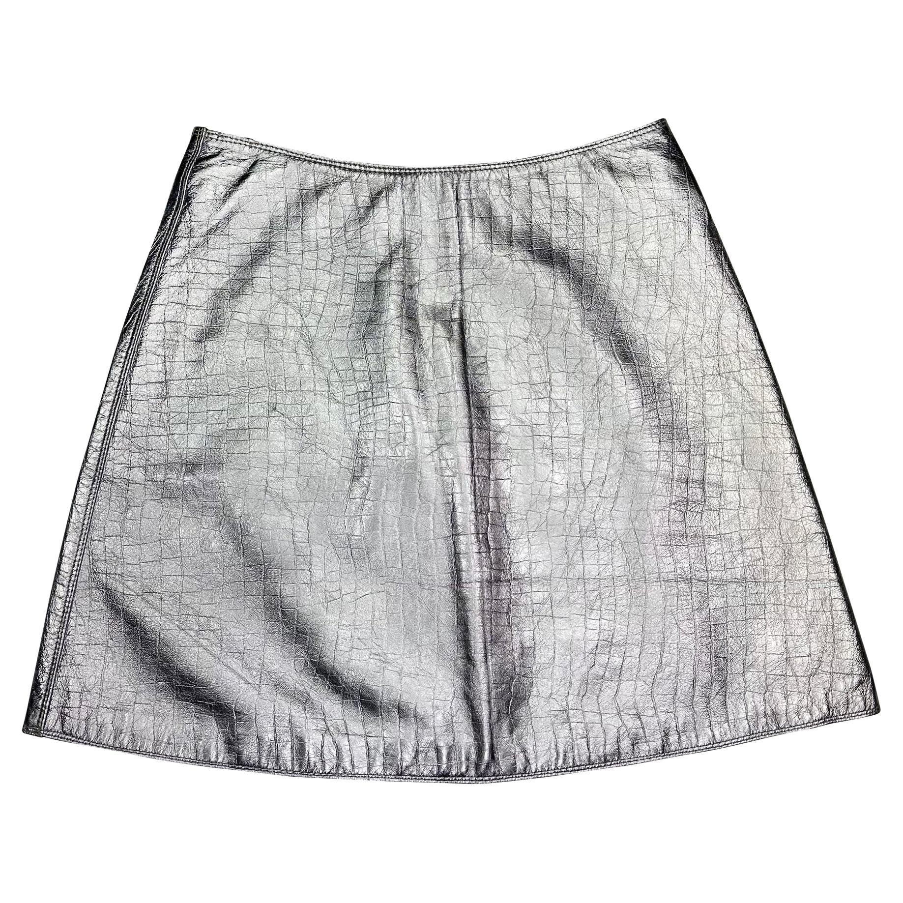 F/W 1994 Gianni Versace Runway Ad Metallic Lavender Embossed Mini Skirt - RealList