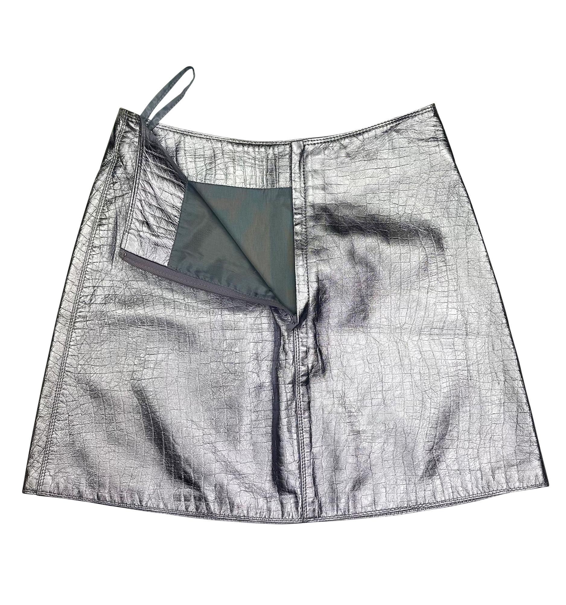 F/W 1994 Gianni Versace Runway Ad Metallic Lavender Embossed Mini Skirt - RealList